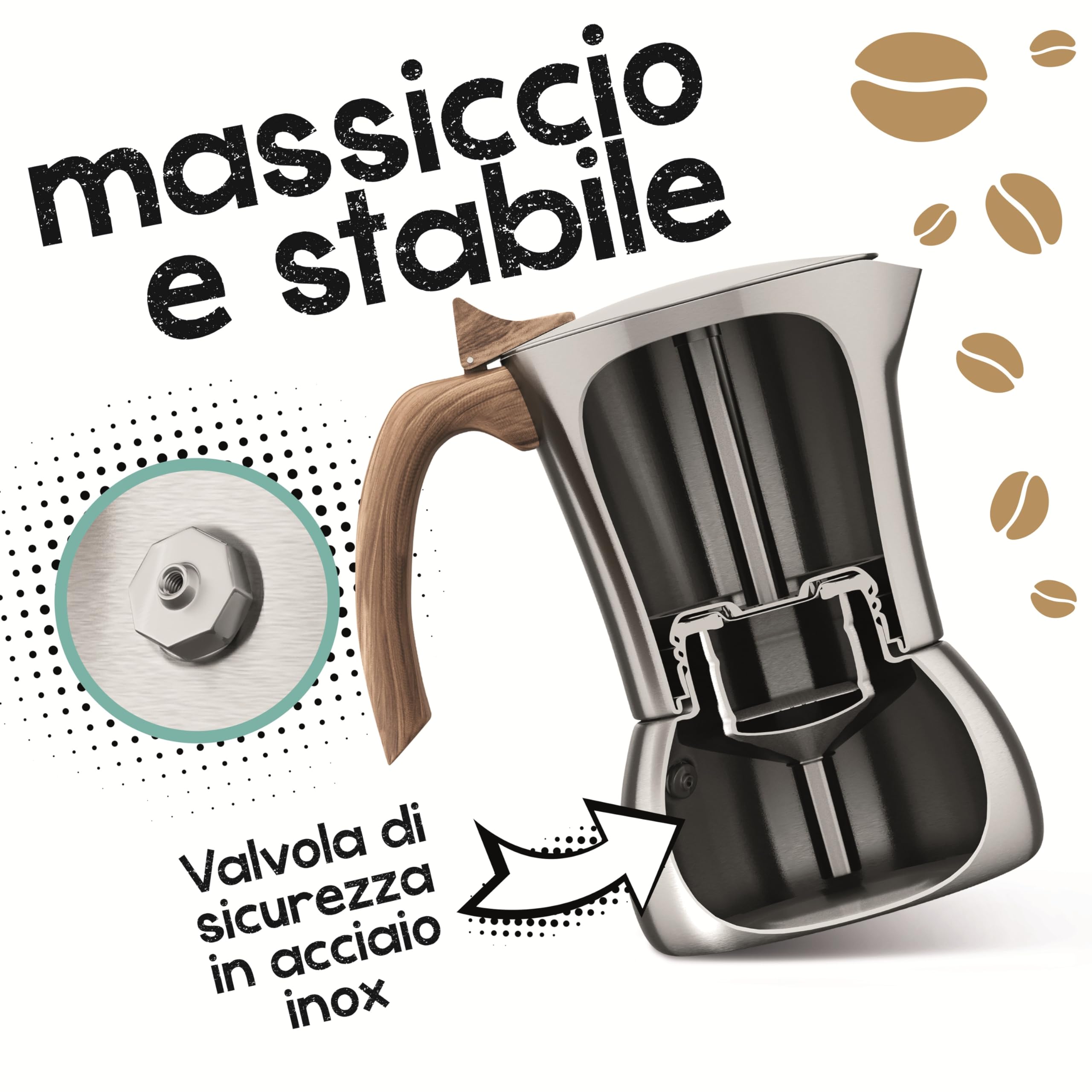 Premium Stainless Steel 4-Cup (200ml) Espresso Coffee Maker - Induction, Gas Stove & Moka Pot Compatible - Perfect for Home, Office & Camping Use