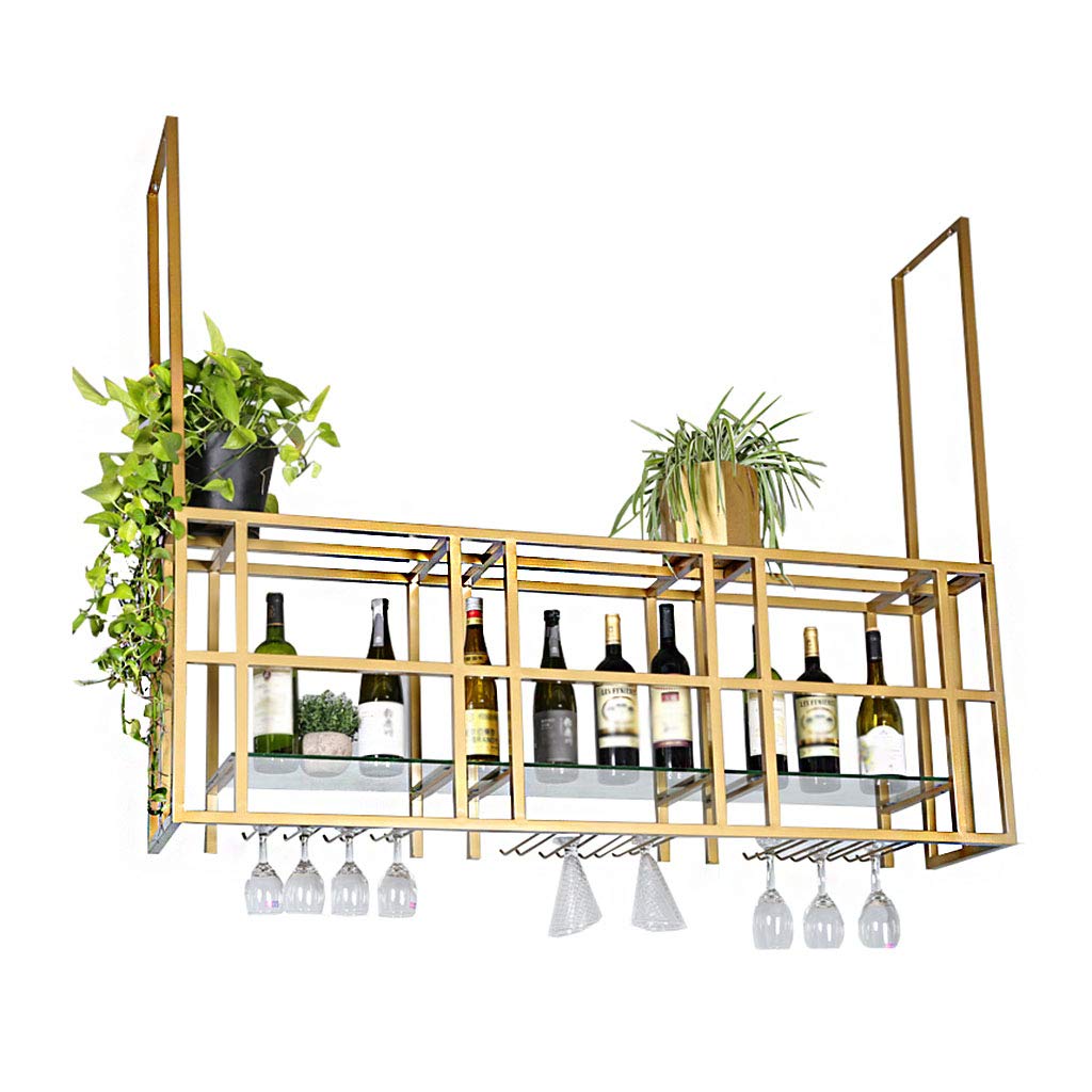Wall Mounted Hanging Wine Glass Rack - Space Saving Wine Bottle & Glass Holder for Kitchen, Bar, Restaurant - Rustic Ceiling Decoration Shelf for Home & Commercial Use