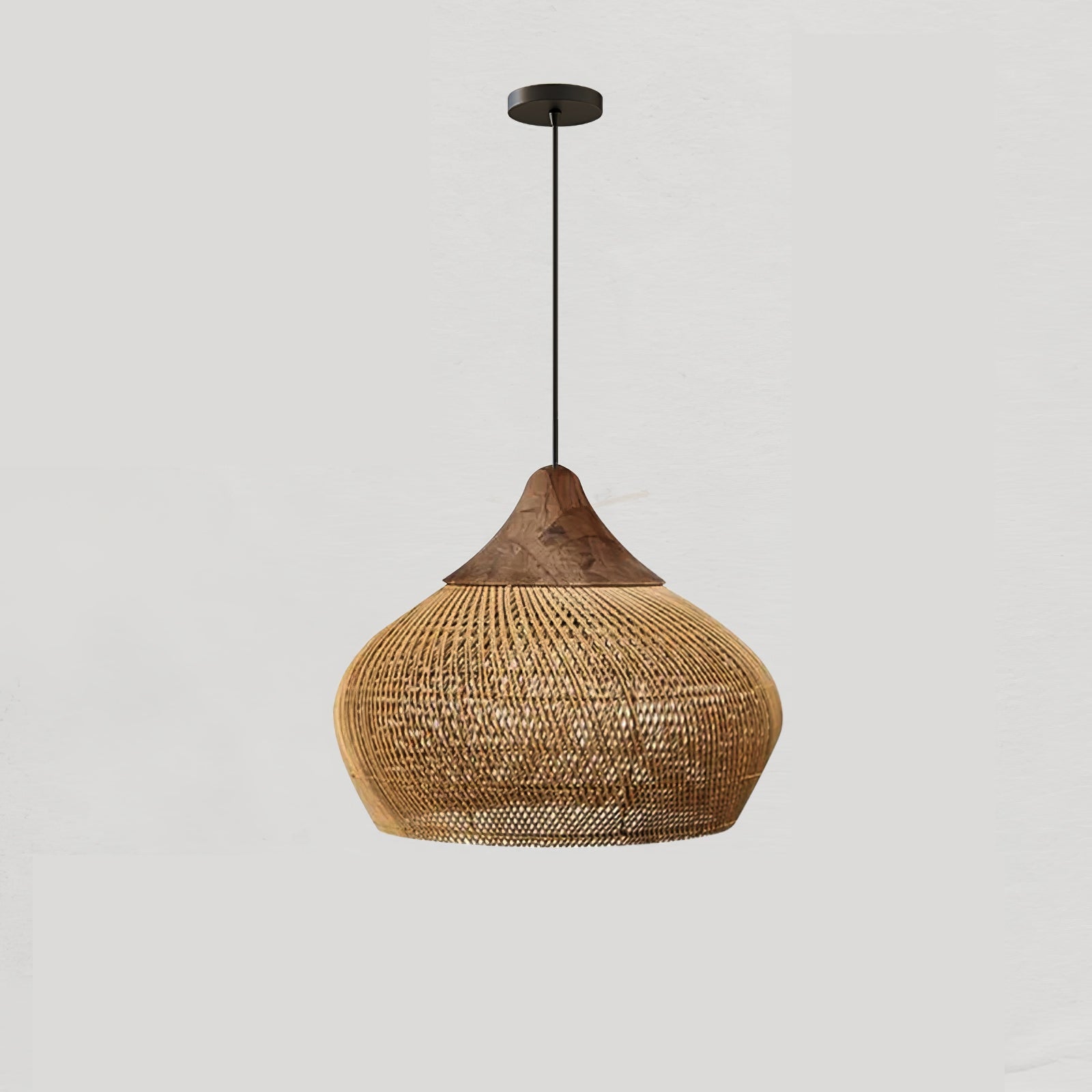 Handwoven Rattan Pendant Light - Natural Boho Ceiling Lighting Fixture for Bedroom, Living Room & Patio Decor