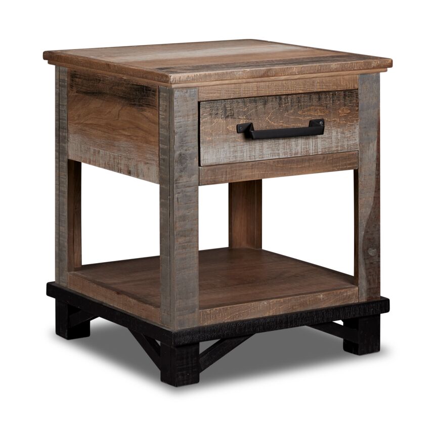 Rustic Barnwood Baron End Table - Handcrafted Wood Side Table for Living Room, Bedroom, or Office - Perfect Nightstand, Sofa Table, or Accent Piece