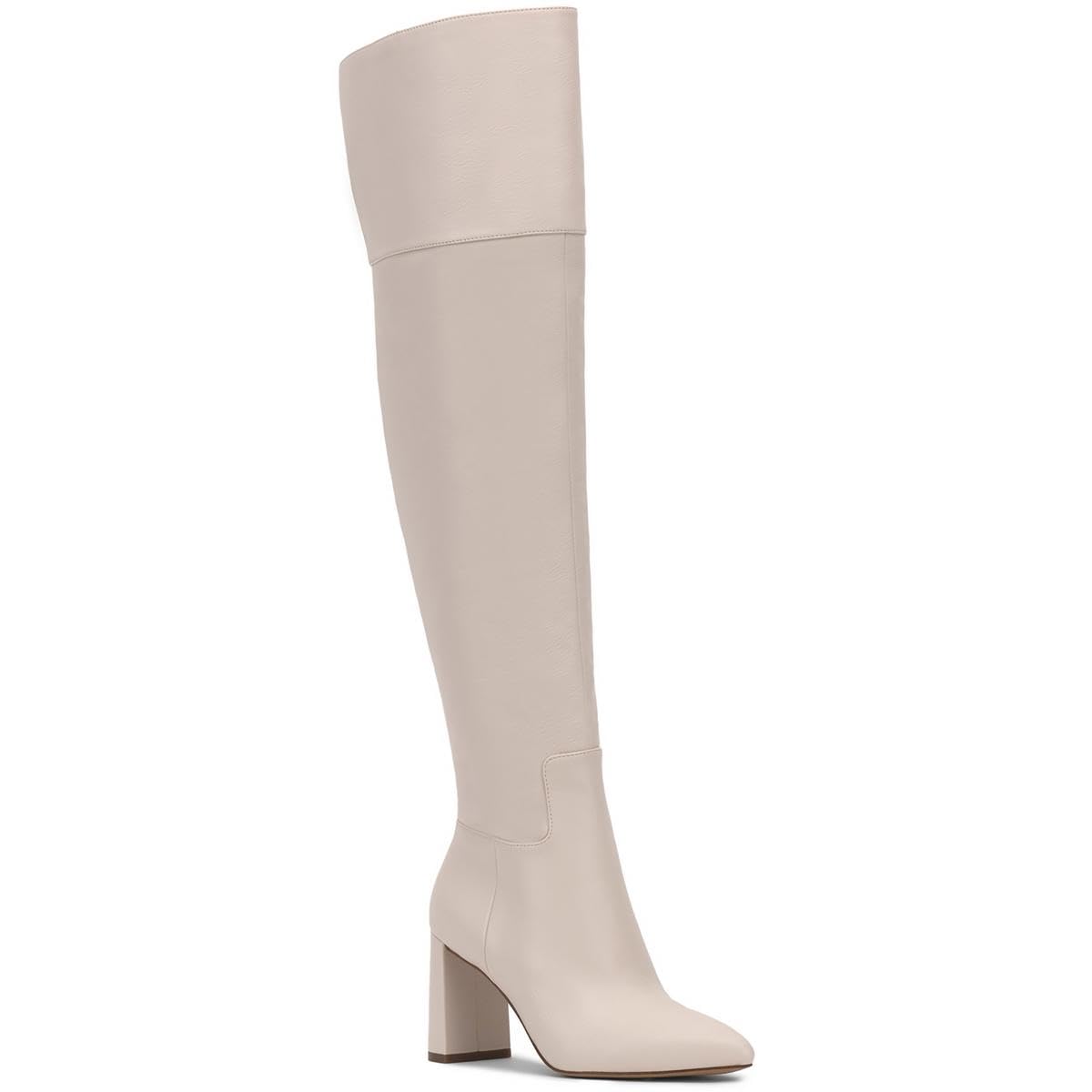 Jessica Simpson Women's Akemi Over The Knee Boots - Chunky Heel, Comfortable & Stylish, Size 8.5 US (Chalk White) | Perfect for Fall Winter Outfits, Date Nights & Office Wear