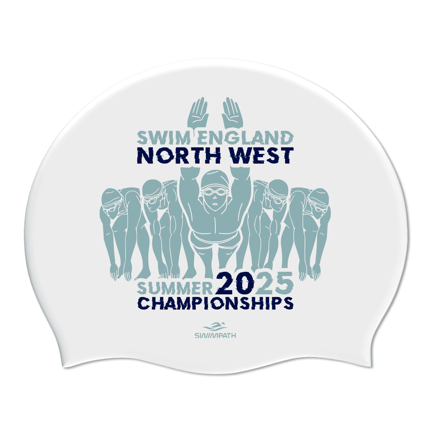 Swim England North West Summer Championships 2025 - Premium Silicone Suede Swimming Cap for Competition & Training - White - Ideal for Swim Meets, Practice Sessions & Water Aerobics