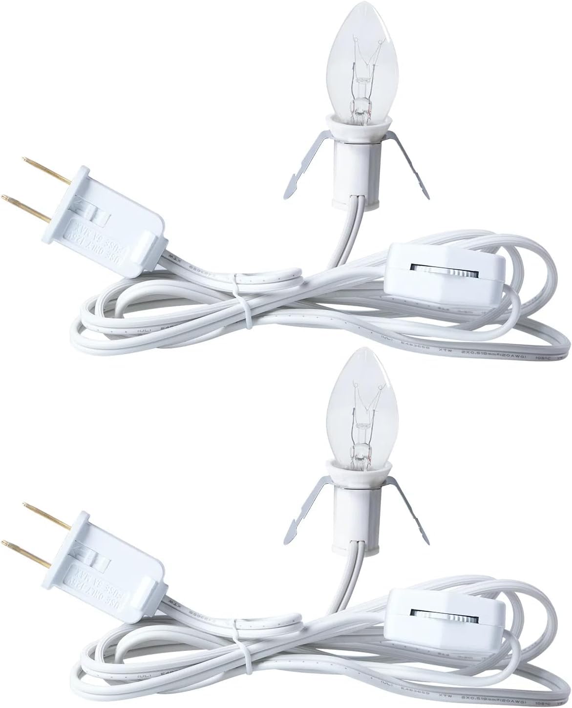 Minetom 6ft Christmas Village Light Cord with On/Off Switch - 2 Pack Holiday Decorative String Lights for Tree, Mantel, Window & Small Object Illumination