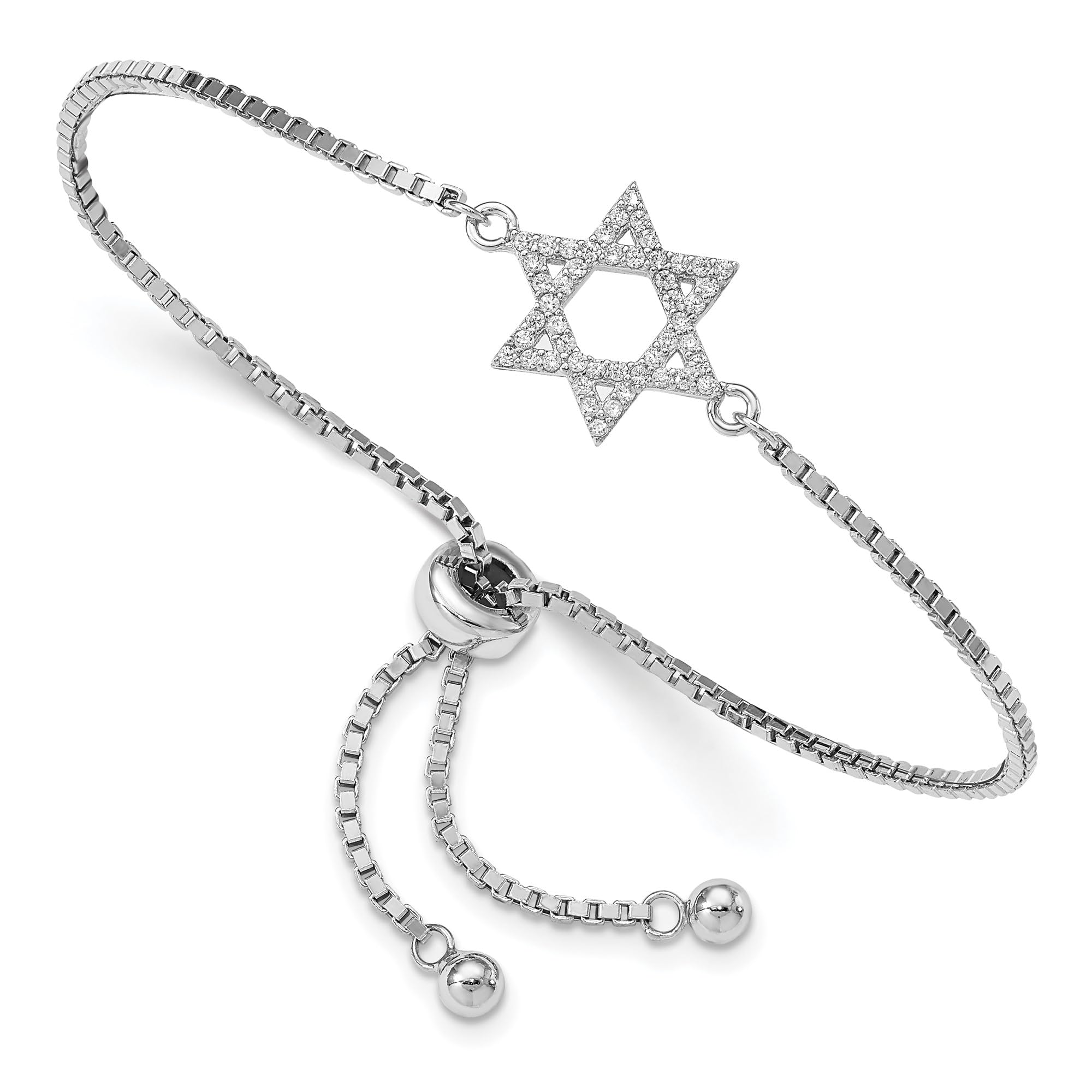 925 Sterling Silver Star of David Charm Bracelet - Adjustable Jewish Magen David Wrap Bracelet with Cubic Zirconia CZ for Women | Perfect for Hanukkah Gifts, Jewish Holidays & Everyday Elegance