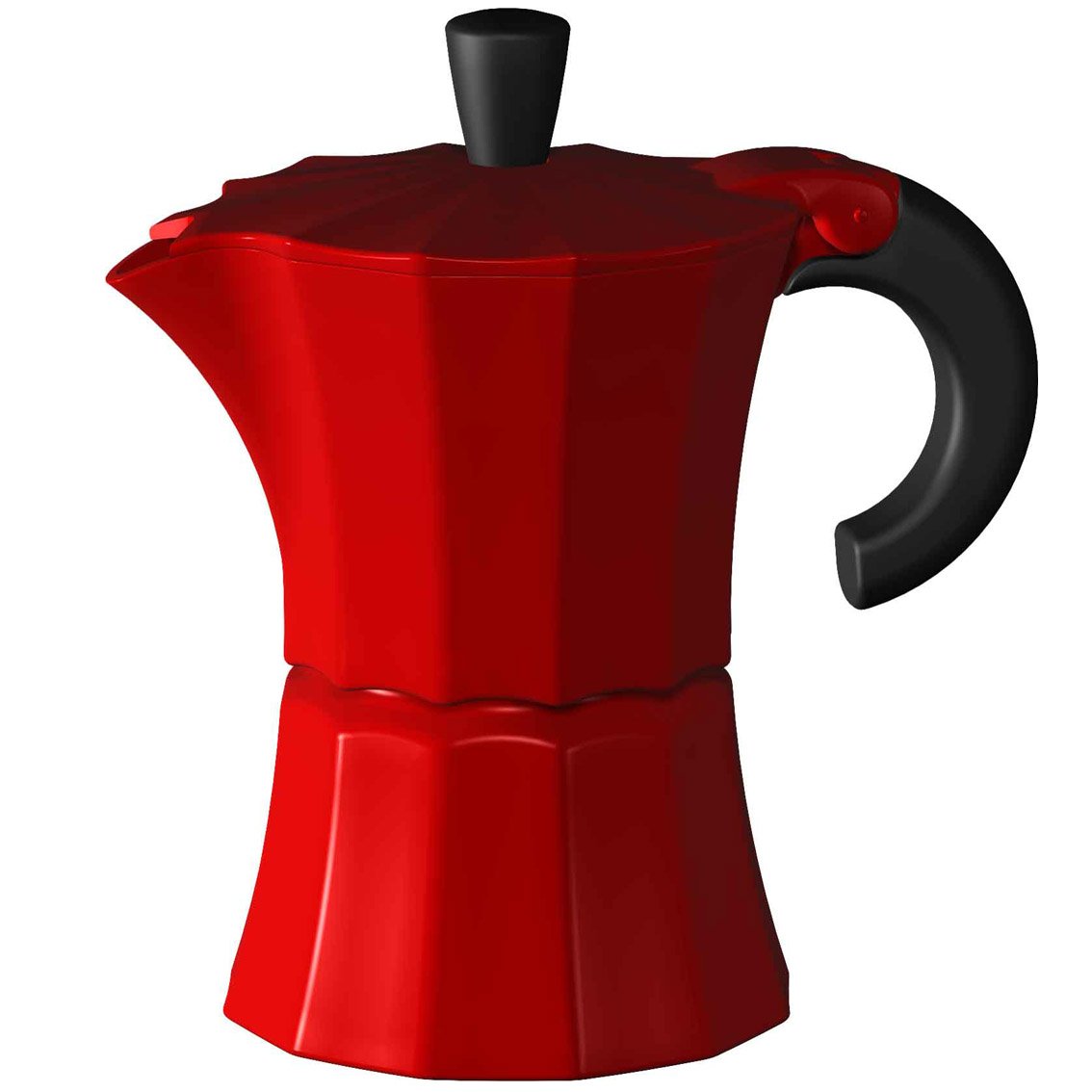 Gnali & Zani Morosina 3-Cup Stovetop Espresso Coffee Maker - Aluminum Moka Pot, Compact 28x28x18cm, Vibrant Red - Perfect for Home, Office & Camping Brewing