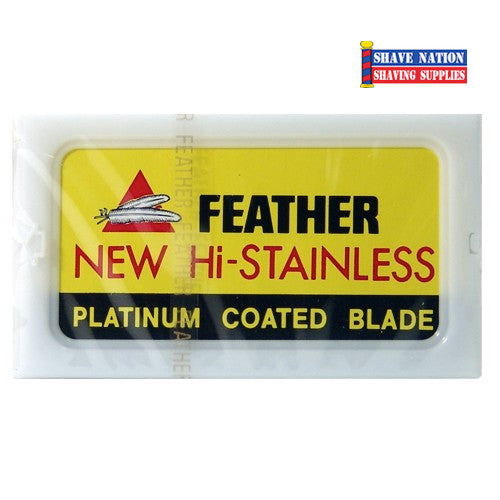 Feather Hi Stainless Double Edge Razor Blades - 10 Pack - Ultra Sharp & Smooth Shaving for Men - Perfect for Safety Razors & Barber Shaving
