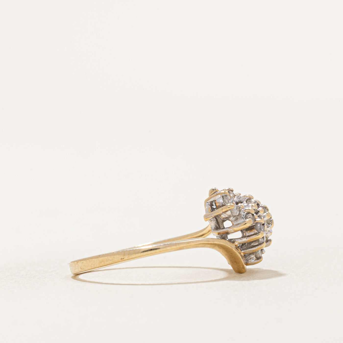0.16ctw Diamond Cluster Bypass Ring - Size 4.75 | Elegant Wedding Band, Anniversary Gift for Her | Perfect for Proposals, Engagements & Special Occasions
