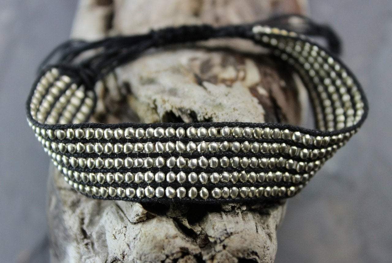 Adjustable Silver Beaded Band Bracelet for Women - Elegant Stackable Bracelet Jewelry Gift for Birthday, Anniversary & Everyday Wear