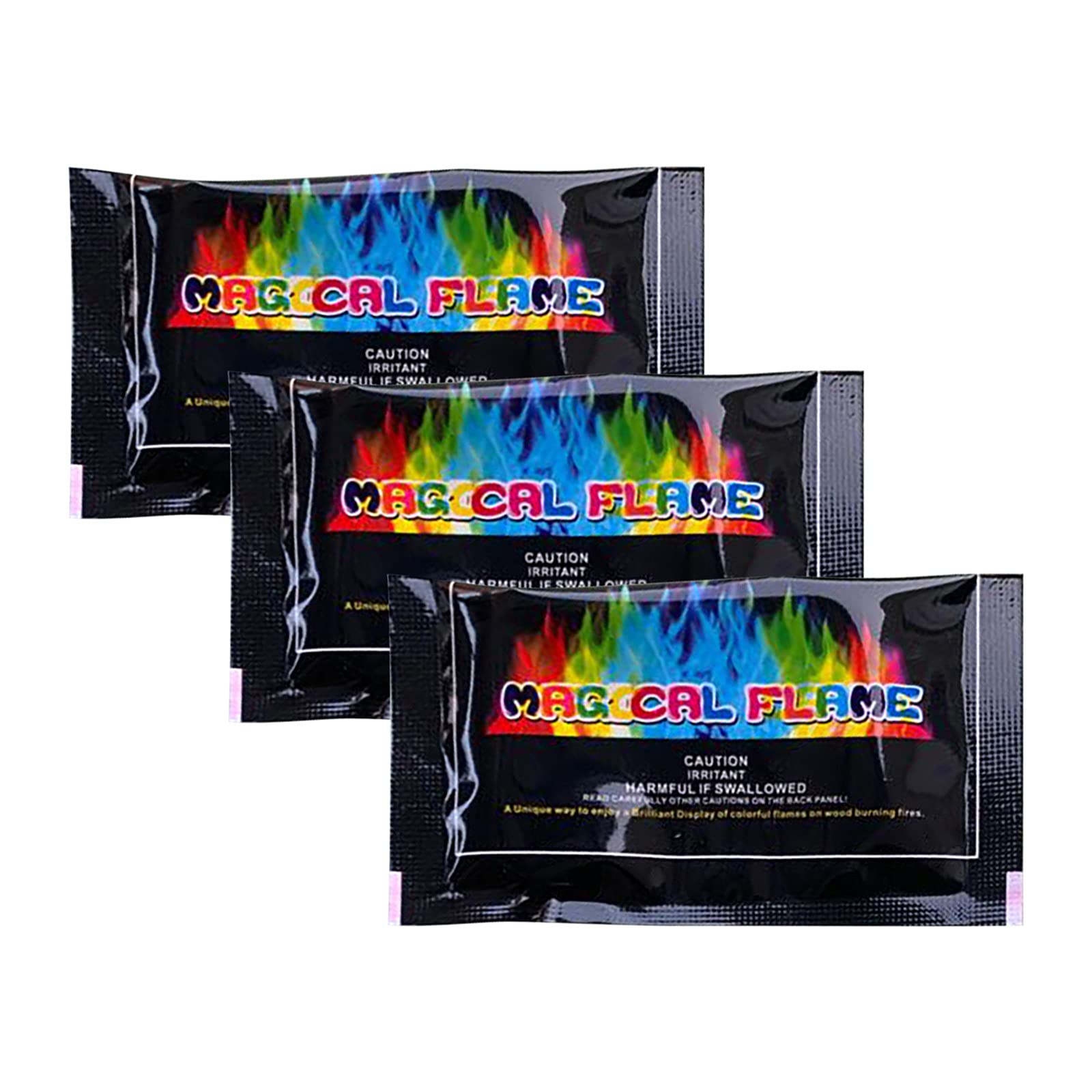 Vibrant Color Changing Fire Packets - 3-Pack Rainbow Flame Enhancers for Fire Pits, Campfires & Outdoor Fireplaces | Magical Mystic Flames for Parties, Festivals & Backyard Gatherings | Creates Funky Colorful Fire Effects for Cozy Nights & Special Events
