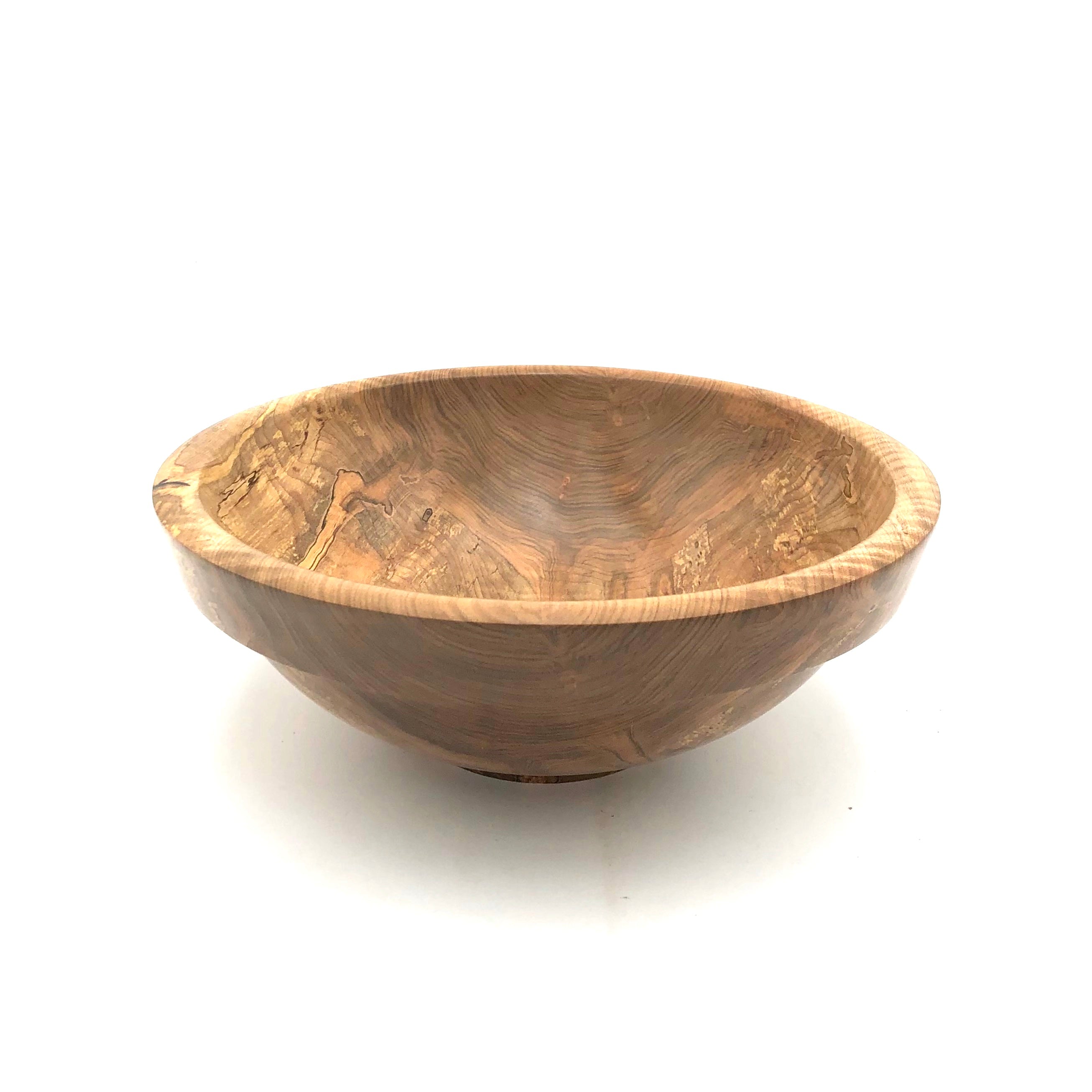 Tom Boley Red Oak Hollow Lathe Works 11.5 x 4.5 Inch Wooden Salad Bowl - Handcrafted Curly Ambrosia Maple with Elegant Lip - Perfect for Serving Salads, Fruits, and Party Appetizers