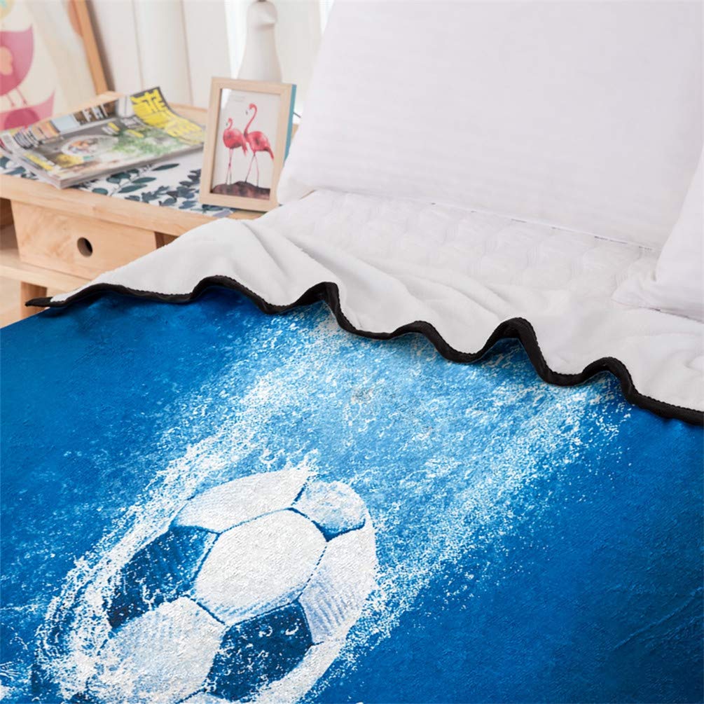 Super Soft Cozy Fleece Soccer Blanket - 3D Printed Black & White Football Design - 59