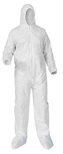 Microporous Polypropylene Disposable Coveralls with Attached Hood & Boots - 25 Pack | Protective Workwear for Painting, Construction & Hazardous Environments