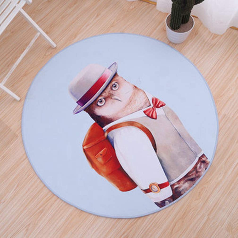 MOXIC Soft Round Area Rug for Kids - Non-Slip Cartoon Cat Animal Play Mat, Nursery Rug for Baby Crawling, Living Room & Bedroom Decor, Modern Nordic Style Circle Carpet 6' x 6' | Perfect for Playrooms, Daycare Centers & Cozy Home Spaces