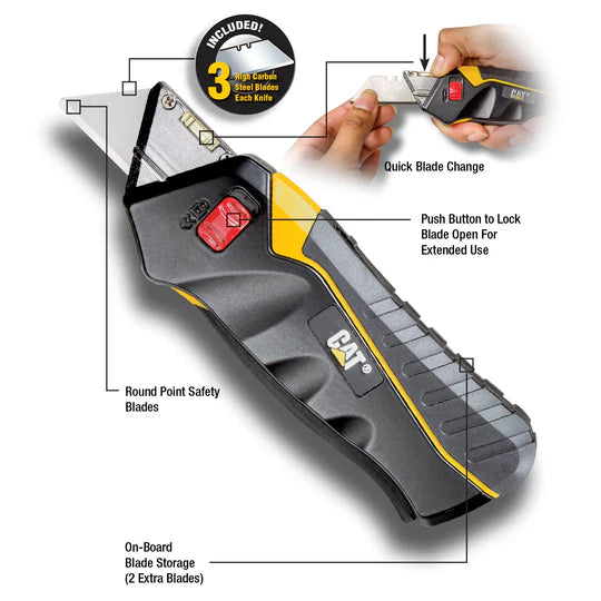 Premium Safety Utility Knife - Retractable Blade with Ergonomic Grip for Home, Office & DIY Projects - Heavy Duty Cutter for Boxes, Packages & Crafting