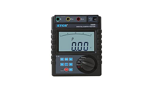 ETCR3000 Digital Earth Resistance Tester 0.01Ω-2000Ω Range - Professional Ground Resistance Meter for Electrical Safety Testing, Industrial Maintenance & Home Electrical Inspections