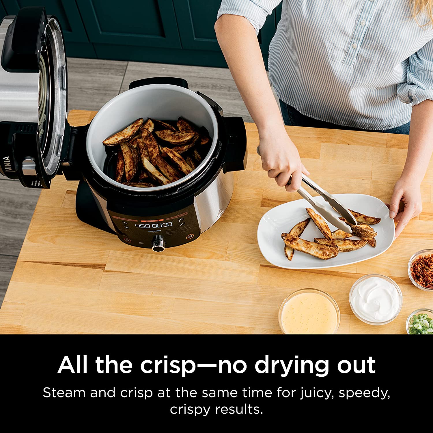 Ninja OL501 Foodi 6.5 Qt. 14-in-1 Multi-Cooker with SmartLid - Pressure Cooker, Air Fryer, Steamer, Slow Cooker & More | 2-Layer Capacity, 4.6 Qt. Crisp Plate | Includes 25 Recipes | Perfect for Family Meals, Meal Prep & Healthy Cooking