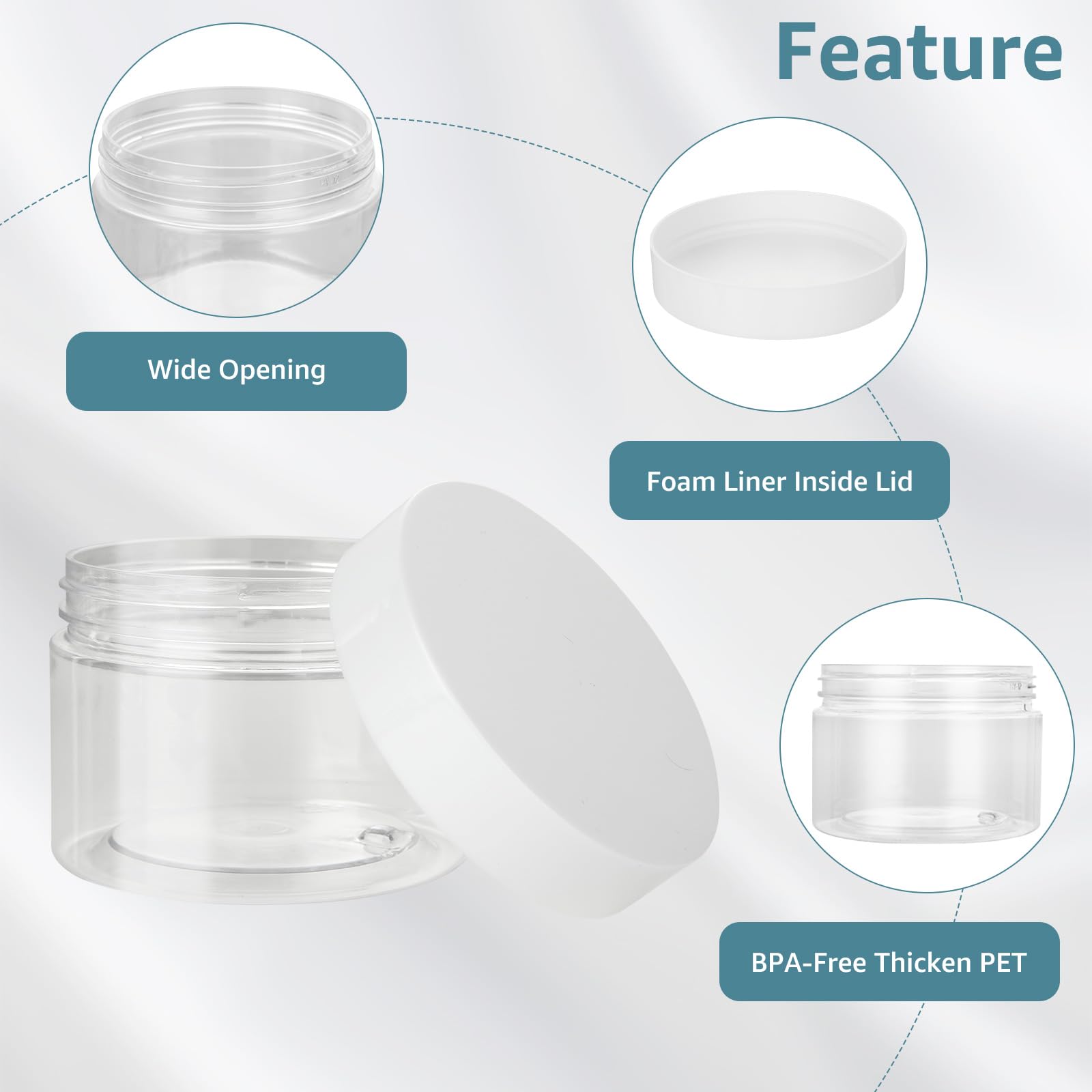 40PCS 4 oz Clear Plastic Containers with Lids - Round Empty Cosmetic Jars for Lotion, Cream, Scrubs, Powder & Makeup - Includes Stickers - Perfect for DIY Beauty Products, Candy Storage & Slime Making (BPA Free)