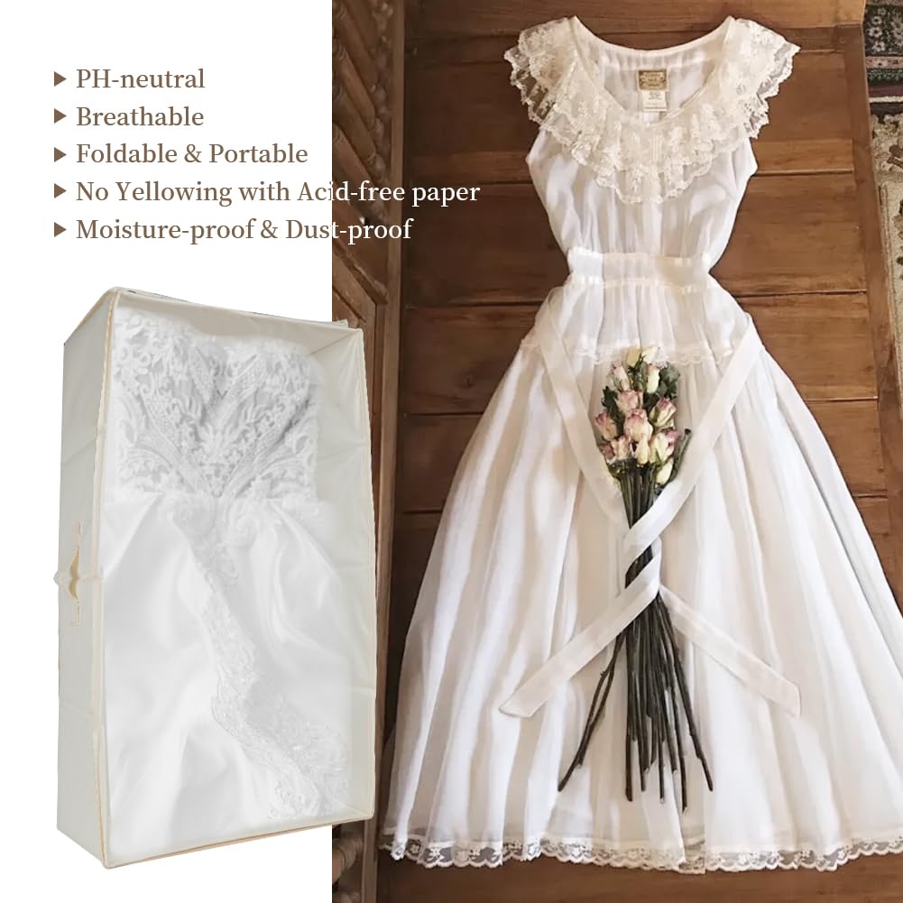 Wedding Dress Storage Box - Breathable Garment Bag for Wedding Gown Preservation | Perfect for Bridal Dress Protection, Long-Term Storage & Travel