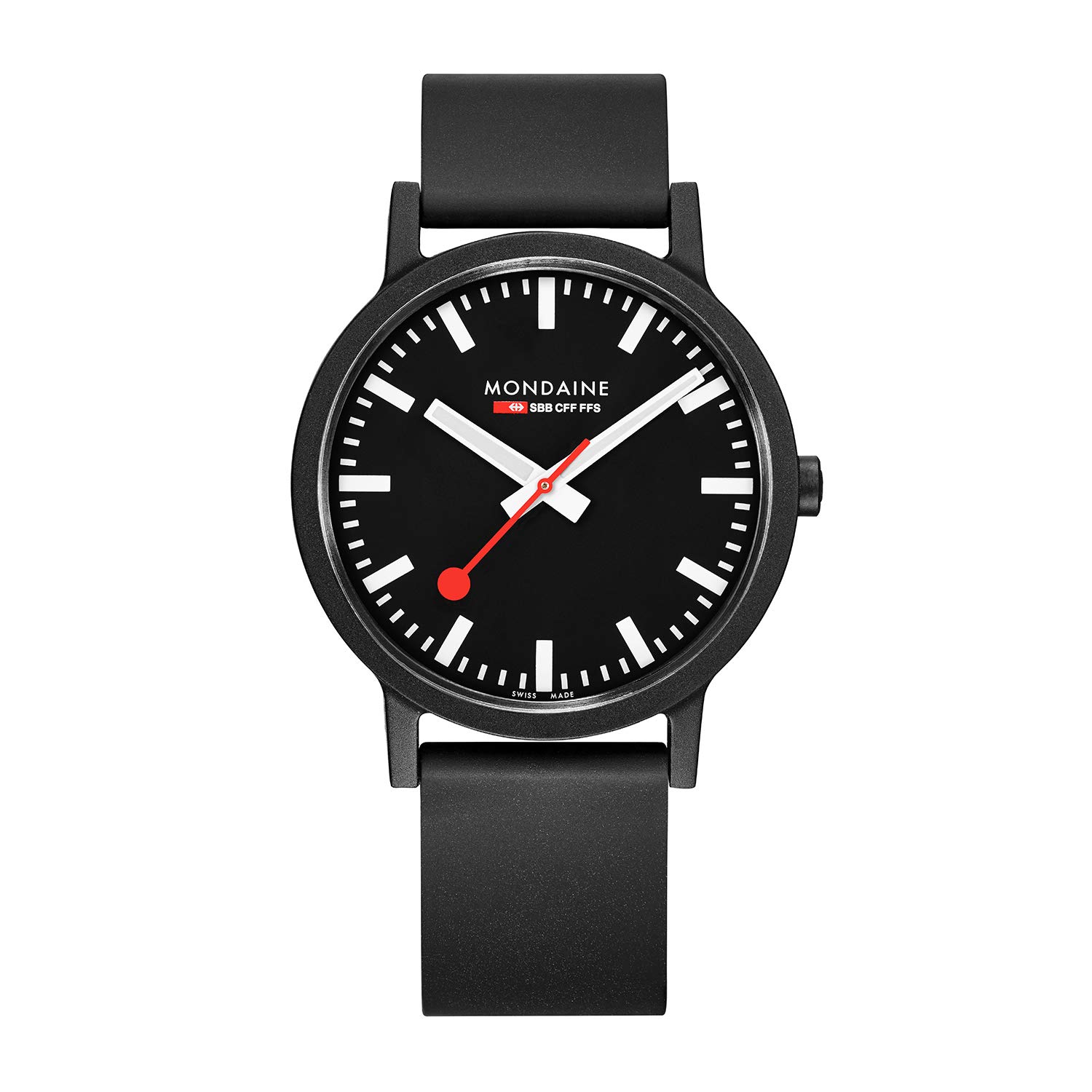 Mondaine MS1.41120.RB SBB Swiss Quartz Analog Watch for Men - Black Dial - Made in Switzerland - Perfect for Business, Casual & Formal Occasions