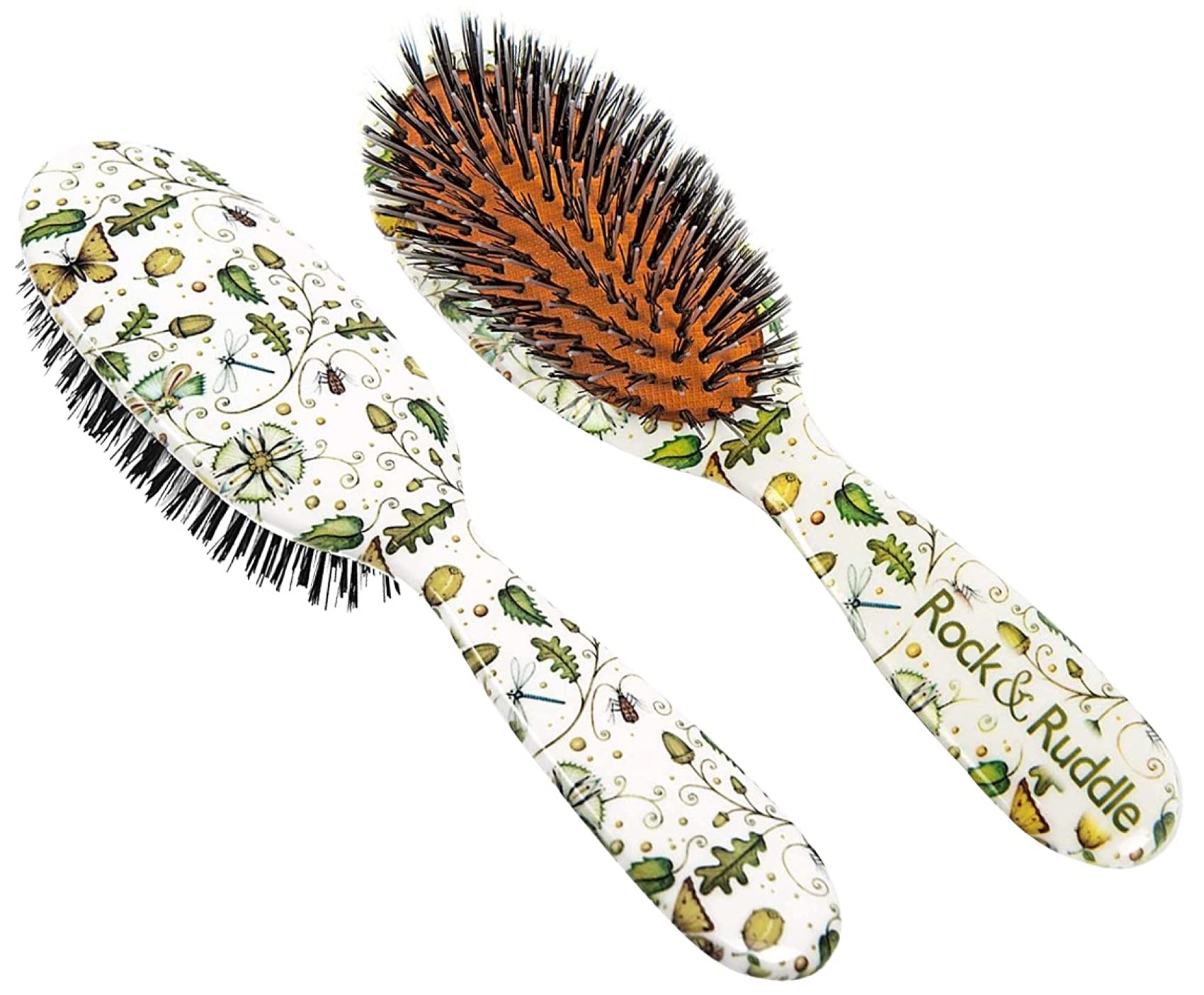 Rock & Ruddle Hair Brush S Acorn & Butterfly - Detangling & Styling Brush for All Hair Types - Perfect for Home, Travel & Salon Use