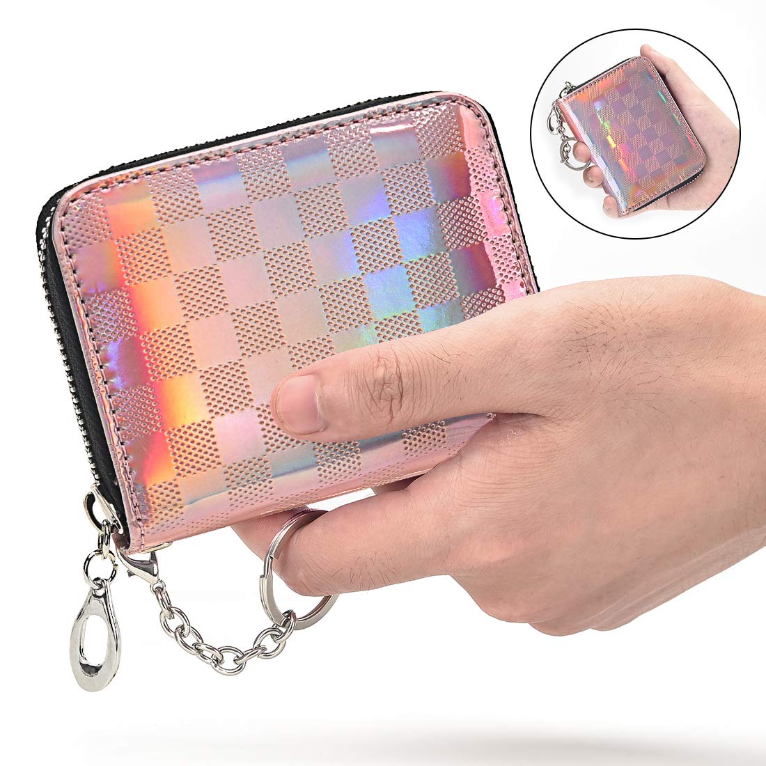 HerriaT Genuine Leather RFID Blocking Wallet for Men & Women - Slim Bifold Credit Card Holder with Zipper Coin Pocket & Keychain - Perfect for Travel, Business & Everyday Use
