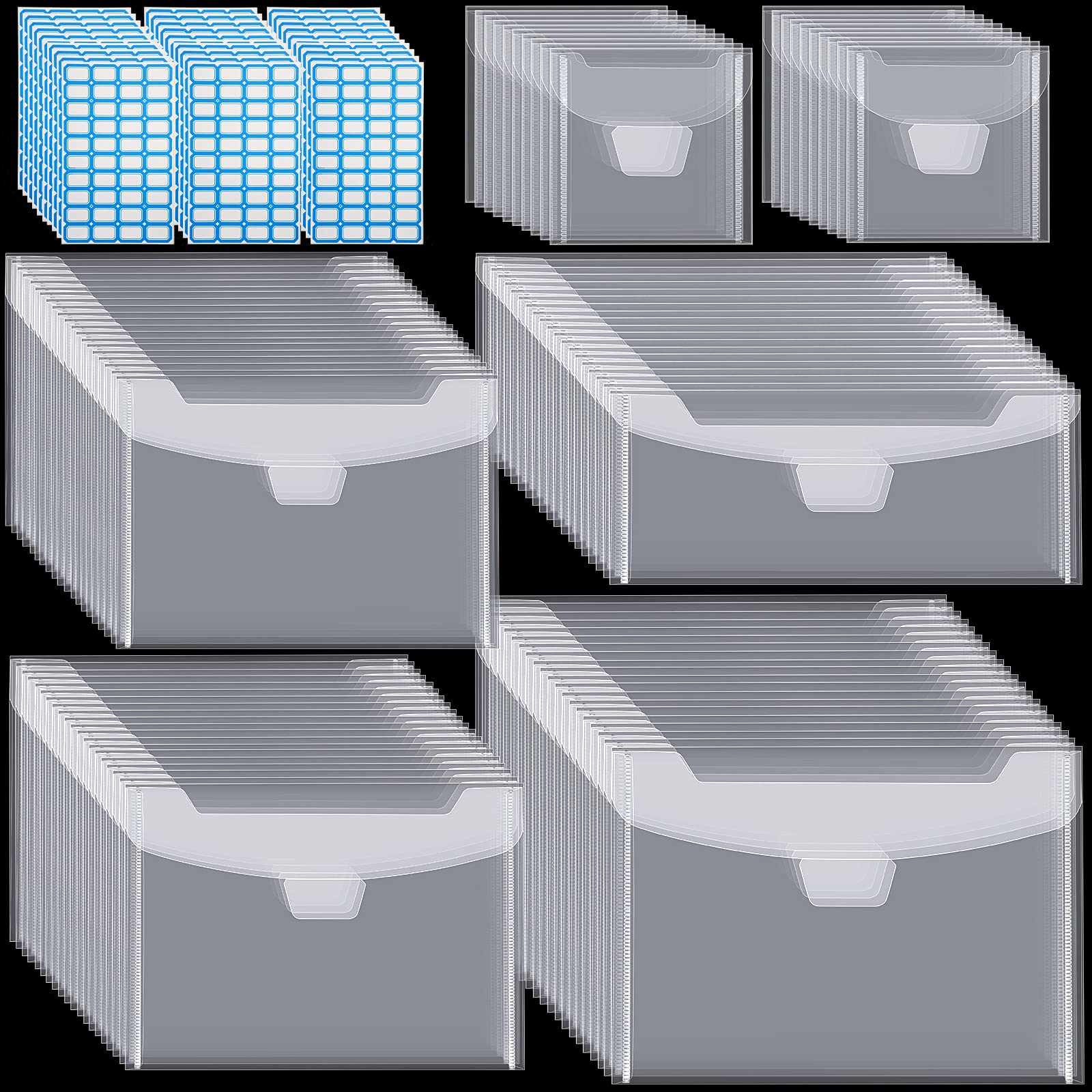 150-Piece Clear Stamp and Die Storage Bags Set - 5 Sizes for Scrapbooking, Die Cuts, Card Making & Craft Organization - Includes Label Stickers - Perfect for Craft Room, DIY Projects & Paper Crafting Supplies Storage