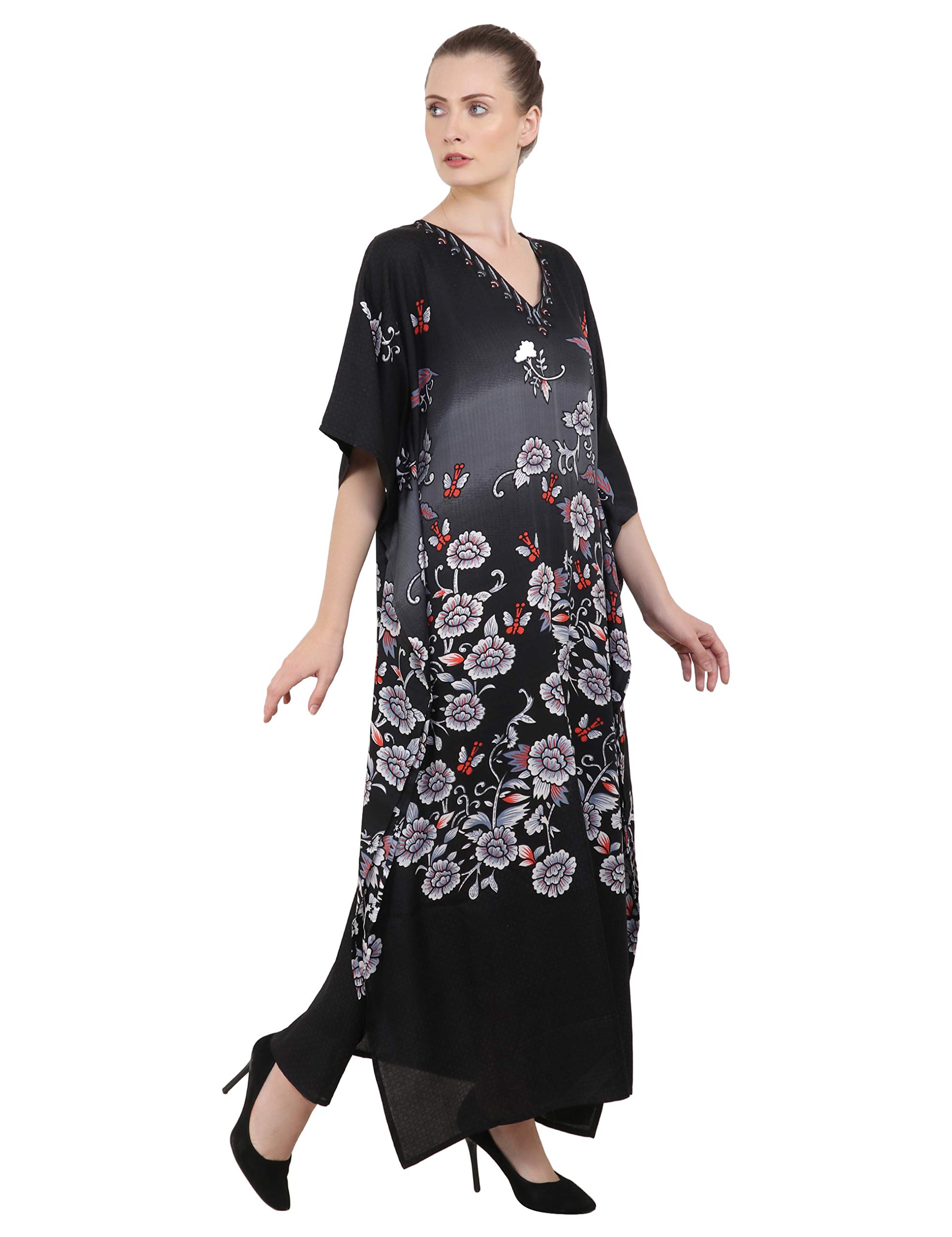Miss Lavish London Women's Plus Size Kaftan Tunic Kimono Maxi Dress - Summer Beach Cover Up, Boho Chic Loungewear & Resort Wear for Vacation