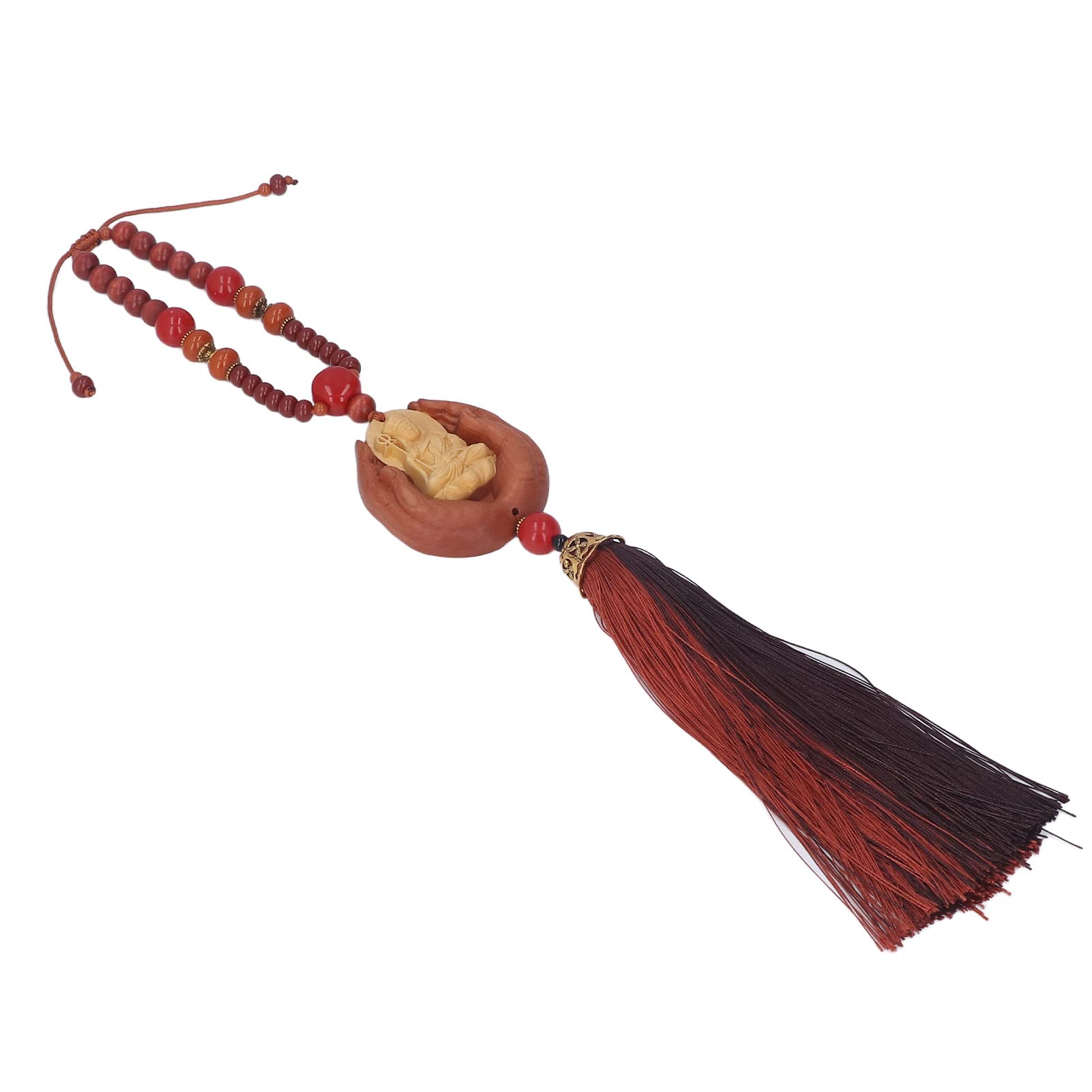 BTIHCEUOT Peach Wood Ksitigarbha Buddha Car Pendant - Mind Purification Sculpture for Meditation, Car Decor & Home Altar | Spiritual Protection & Zen Decor for Vehicles, Office & Meditation Spaces