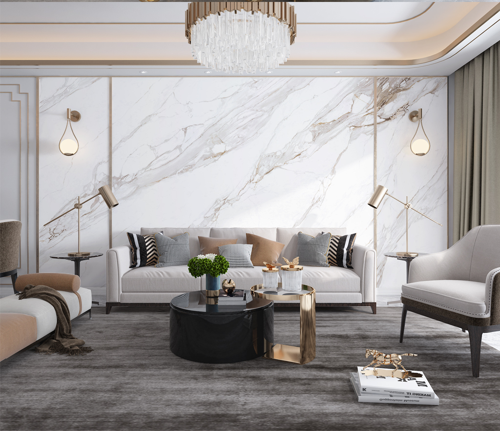 White Stone Design: Premium Marble Wallpaper Murals for Living Room & Bedroom Decor – Peel and Stick Wall Covering for Home & Office