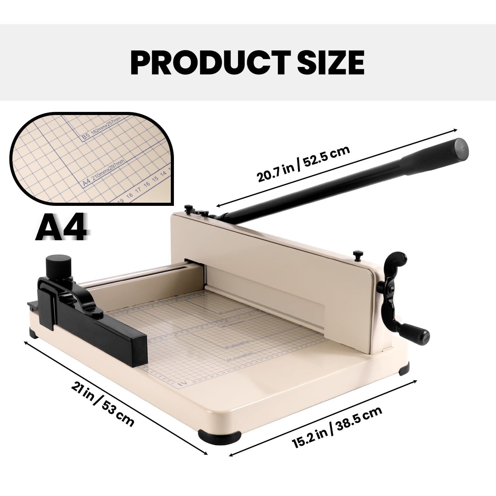 Heavy Duty Guillotine Paper Cutter - 12 Inch A4 Stack Paper Trimmer for Office, Home & School - Cuts Up to 400 Sheets - Perfect for Crafting, Scrapbooking & Document Preparation