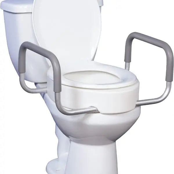 Adjustable Raised Toilet Seat with Support Arms - Elderly & Disabled Safety Bathroom Aid for Seniors, Post-Surgery Recovery & Mobility Assistance - Home & Hospital Use