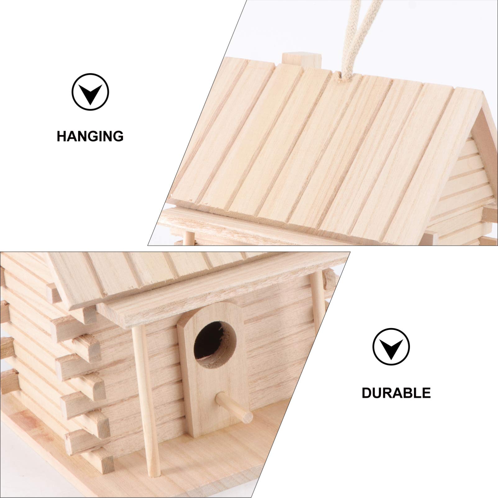 VOSAREA Handmade Wooden Bird House - Outdoor Hanging Decorative Nest Box for Garden, Patio & Backyard | Attracts Wild Birds, Perfect for Bird Watching & Nature Decor