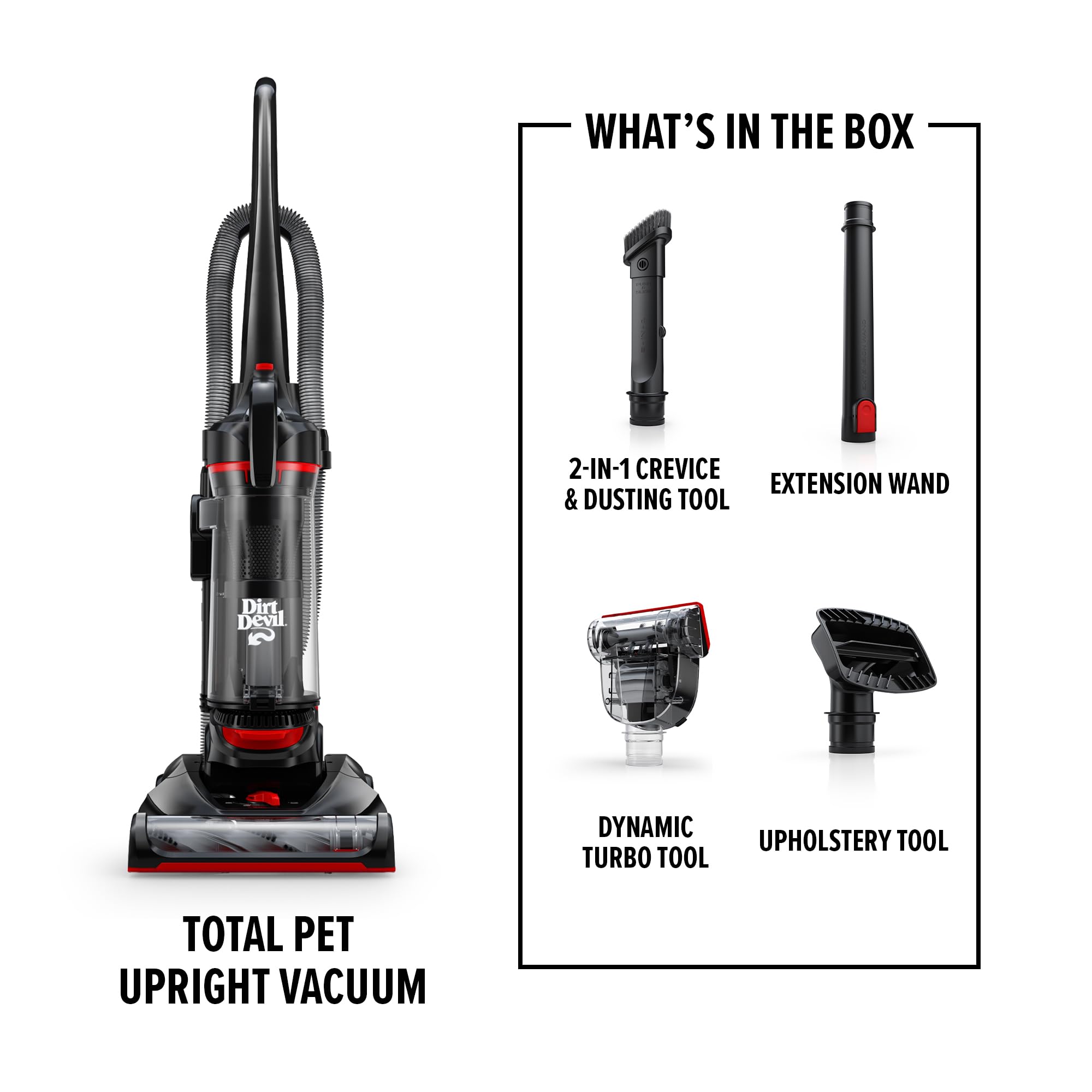 Dirt Devil Bagless Upright Vacuum for Carpets & Hard Floors - Pet Hair Tool Kit Included | Powerful Lightweight Corded Cleaner for Home & Pets