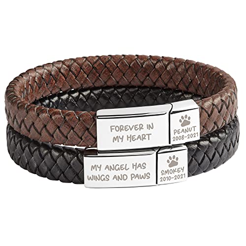 Personalized Dog Dad Bracelet for Men - Pet Memorial Gift for Dog Lovers & Cat Owners - Engraved Pet Loss Bracelet for Grieving Pet Parents - Perfect Father's Day, Birthday & Sympathy Gift for Dog & Cat Dads - Ideal for Daily Wear, Special Occasions & Honoring Beloved Pets