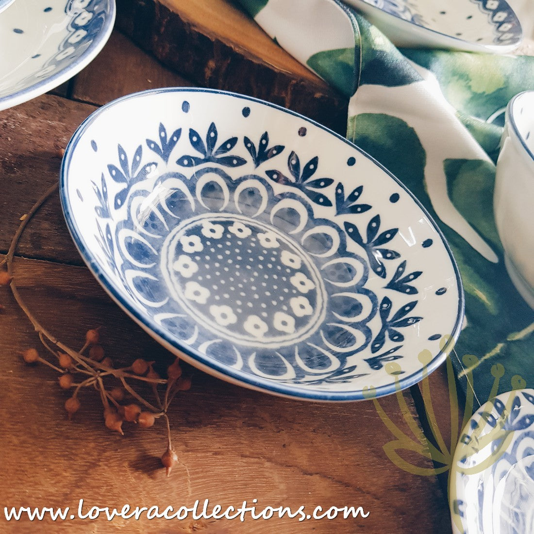 Awasaka Japan Blue and White Polka Dot Dessert Plates Set - 3 Piece Ceramic Bowls for Desserts, Snacks, Condiments | Elegant Tea Party, Japanese Dining, Home Decor