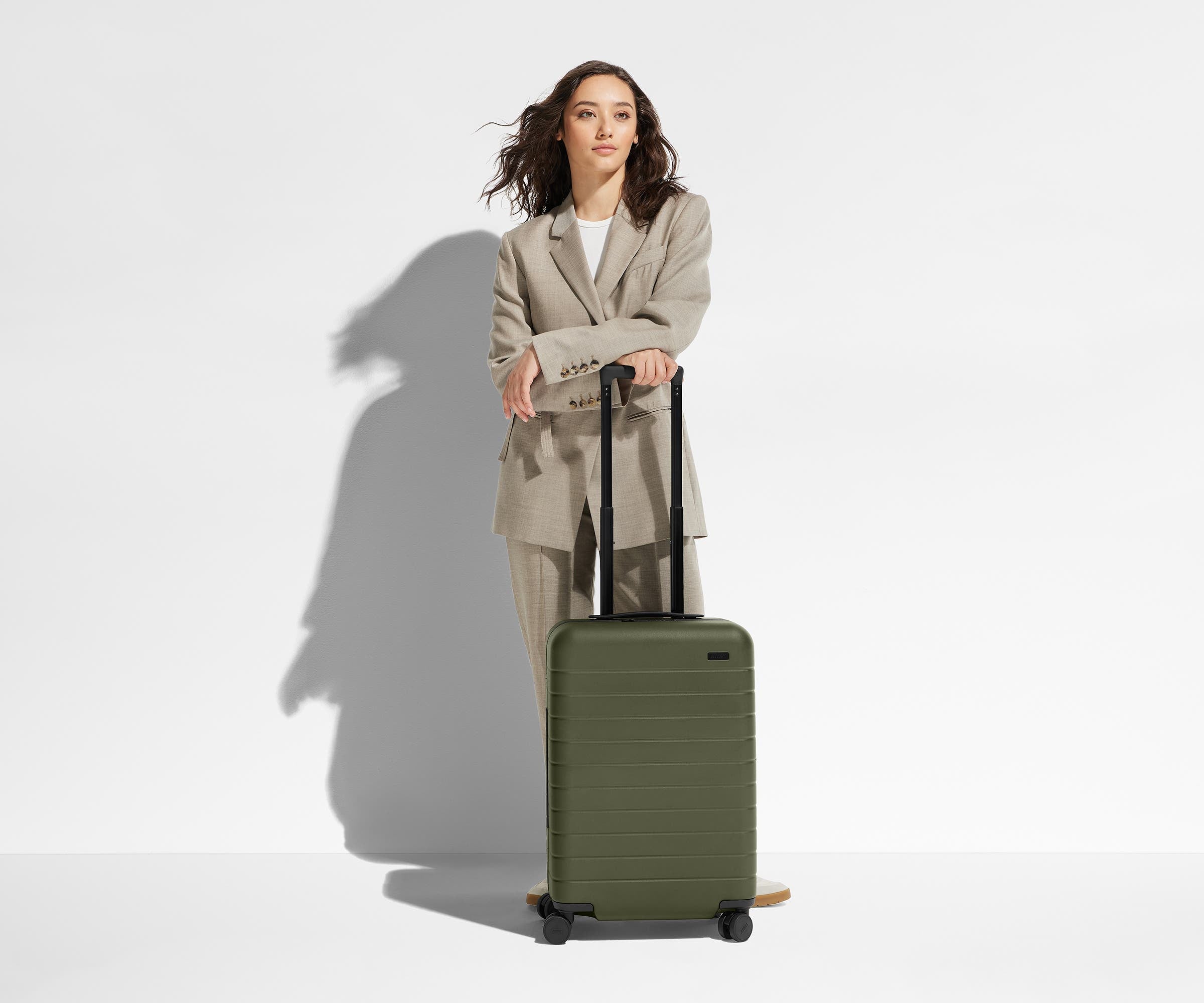Large Carry On Luggage in Glossy Salt White - Perfect for Air Travel & Weekend Getaways