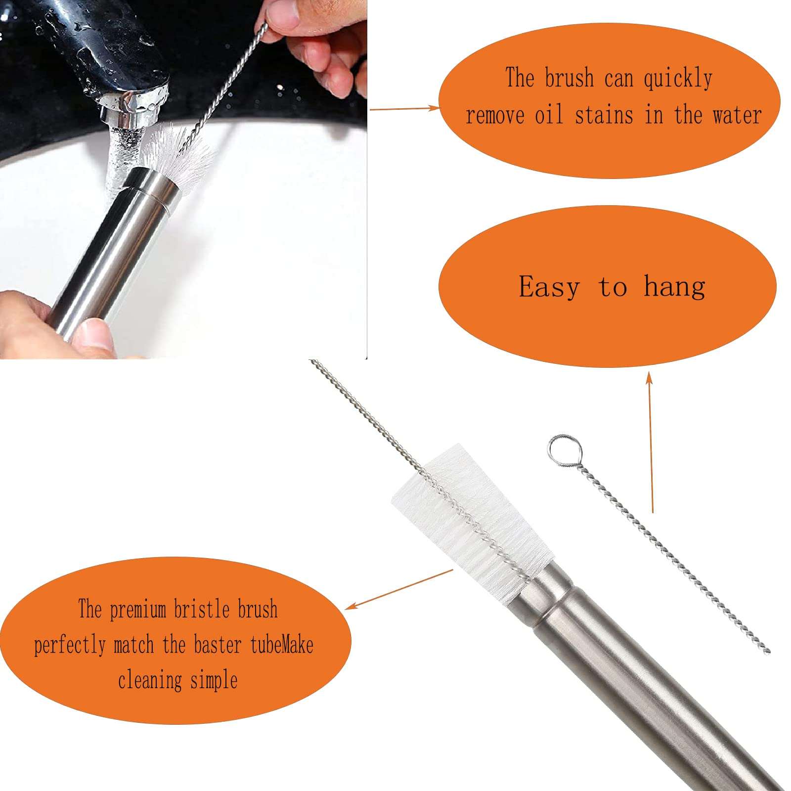 Professional Turkey Baster Set - 5 Pcs Stainless Steel Meat Syringe with Cleaning Brush for Marinating Beef, Pork & Fish - Perfect for Thanksgiving & Christmas Cooking