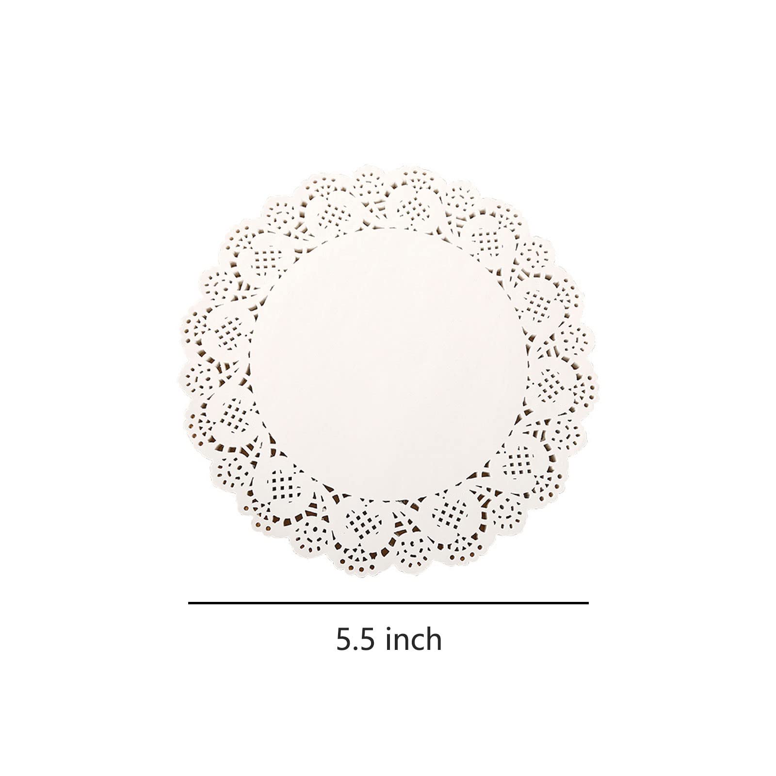 5 Inch Round White Lace Paper Doilies - Pack of 100 for Cake Decorating, Dessert Displays, Party Table Settings & DIY Crafts - Elegant Food Safe Decorative Doilies for Weddings, Tea Parties & Home Decor