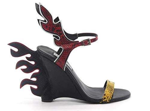 Cape Robbin Women's Sexy Hell Flame Accent High Heel Wedge Sandals - Stylish Party & Night Out Shoes for Women