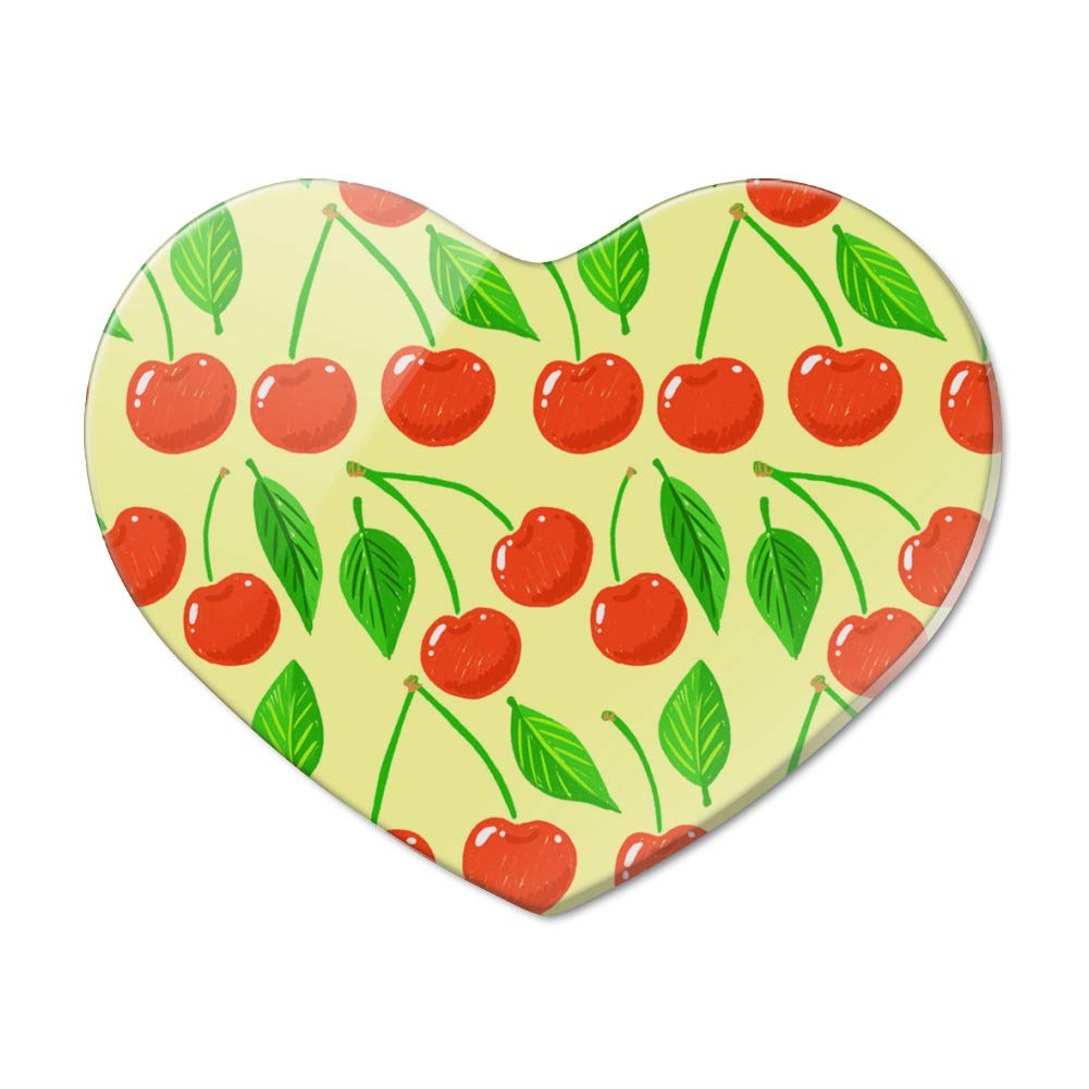 Cute Cherry Pattern Sketchy Heart Acrylic Fridge Magnet - Adorable Kitchen Decor for Refrigerators, Whiteboards & Office Spaces