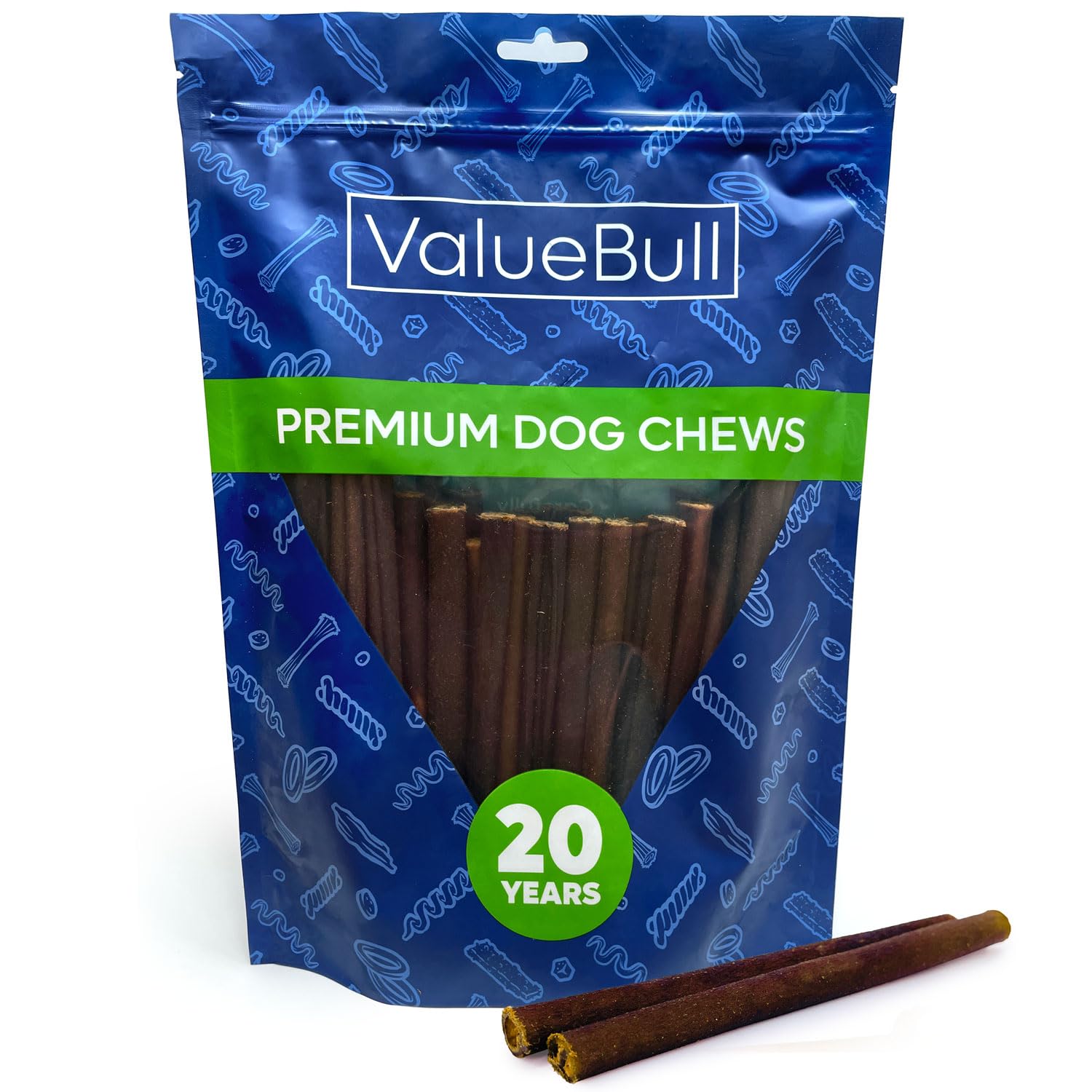 ValueBull USA 6-Inch Thin Collagen Sticks for Small Dogs - Natural Single Ingredient Chew Treats, Healthy Alternative to Bully Sticks & Rawhide (50 Count) | Supports Hip & Joint Health, Promotes Skin & Coat | Perfect for Training, Teething, and Anxiety Relief