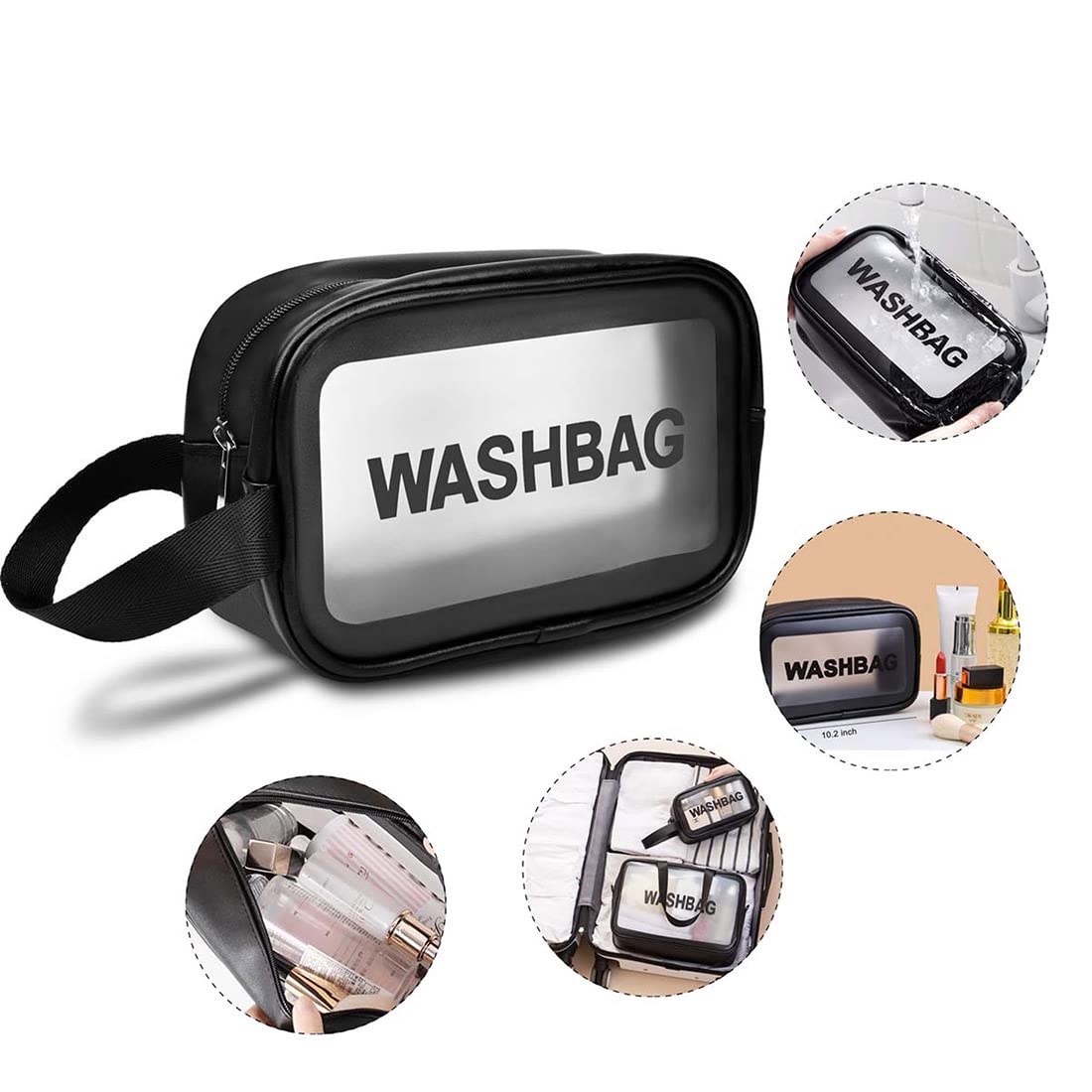 Anayo Cosmetic Organizer Bag - Large Makeup Pouch with Zipper, Toiletry Storage Travel Wash Bag for Women & Girls (Medium, Black) - Perfect for Travel, Gym, and Daily Beauty Essentials Organization