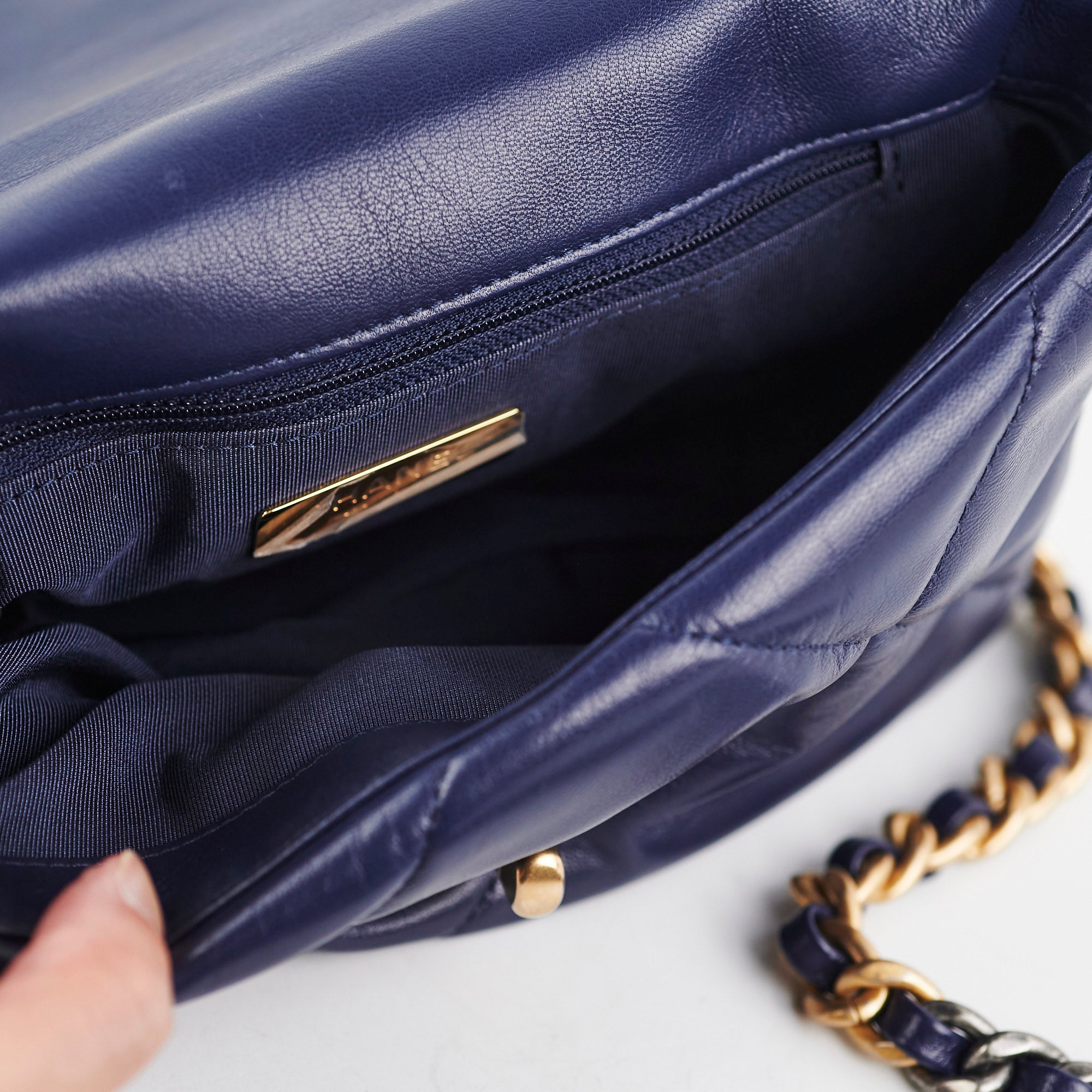 Chanel 19 Small Navy Blue Leather Crossbody Bag - Luxury Designer Handbag for Women | Perfect for Date Night, Parties & Everyday Use