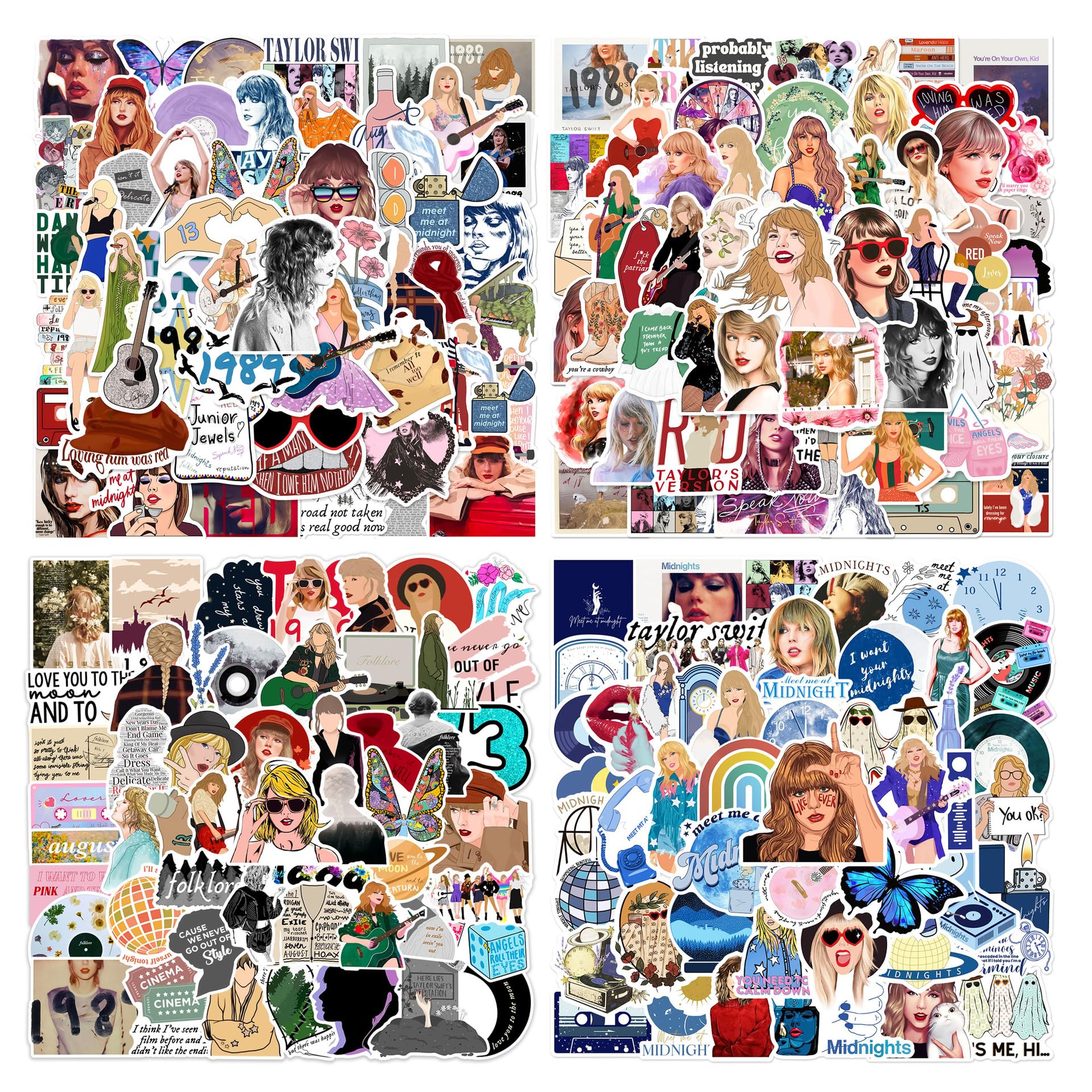 200pcs Taylor Swift Music Stickers - Waterproof Vinyl Decals for Water Bottles, Laptops, Guitars & Scrapbooks | Perfect for Swiftie Fans, Music Album Collections & DIY Crafts