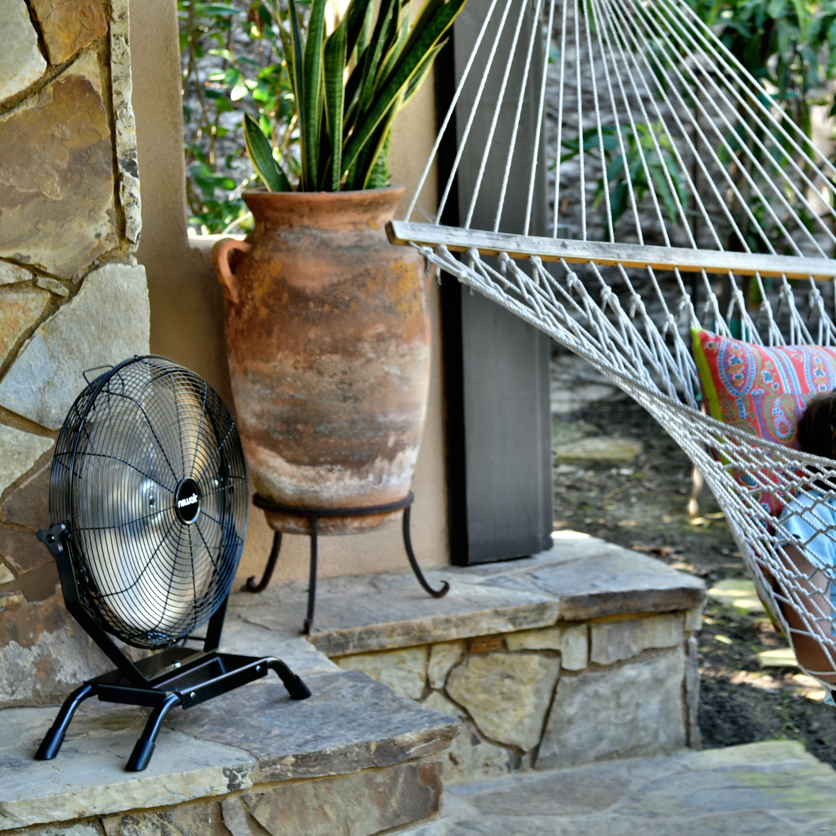 Newair® 18 Inch Outdoor Rated Fan - Wall Mount or Floor Standing Cooling Fan for Patio, Garage, and Backyard Use