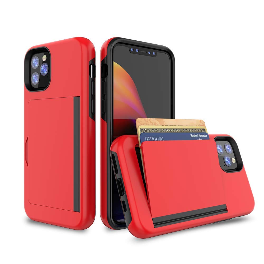 Premium iPhone 12/12 Pro Wallet Case with Card Holder & Credit Card Slots - Slim Protective Cover (Red) - Perfect for Everyday Use, Travel & Hands-Free Convenience