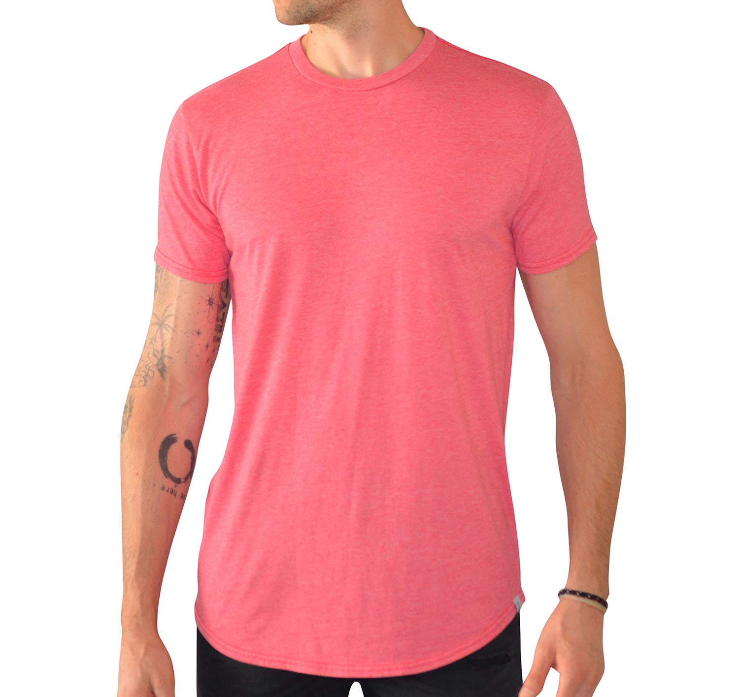 Tall Men's Curved Hem Long Drop Tail T-Shirt - Slim Fit Casual Tee for Tall Guys | Perfect for Everyday Wear & Layering