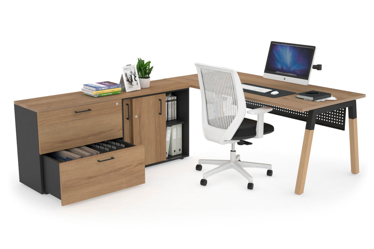 Premium Quadro A Legs Executive Desk with Wooden Legs & Black Cross Beam - 1800L x 700W - Ideal for Home Office, Conference Rooms & Professional Workspaces