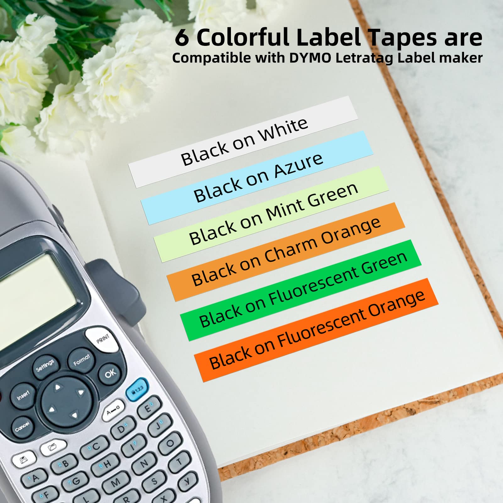 6 Pack Multi-Color Label Maker Tape Refills - 1/2 Inch x 13 Feet, Compatible with Dymo LT-100H, LT-100T & QX50 Label Makers - Perfect for Office Organization, Shipping Labels & Craft Projects