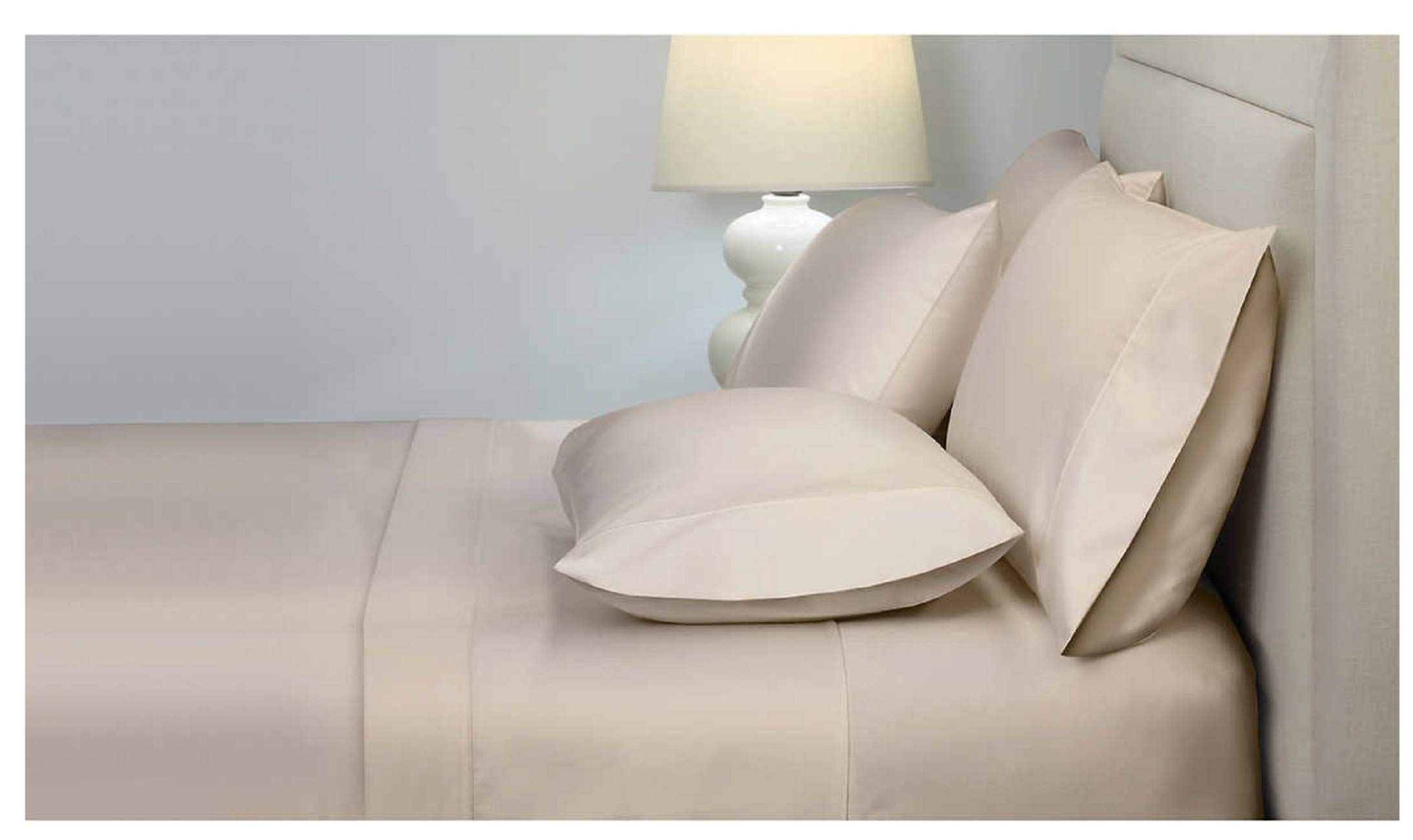 Kirkland Signature 680 Thread Count Luxury King Size Sheet Set - Soft Tan Bed Sheets for Comfortable Sleep - Perfect for Master Bedroom, Guest Room & Hotel Use